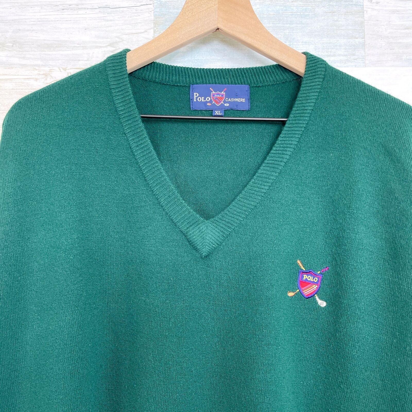 Polo Ralph Lauren POLO Ralph Lauren Cashmere Sweater Green Golf VTG Mens XL Size US XL / EU 56 / 4 - 2 Thumbnail