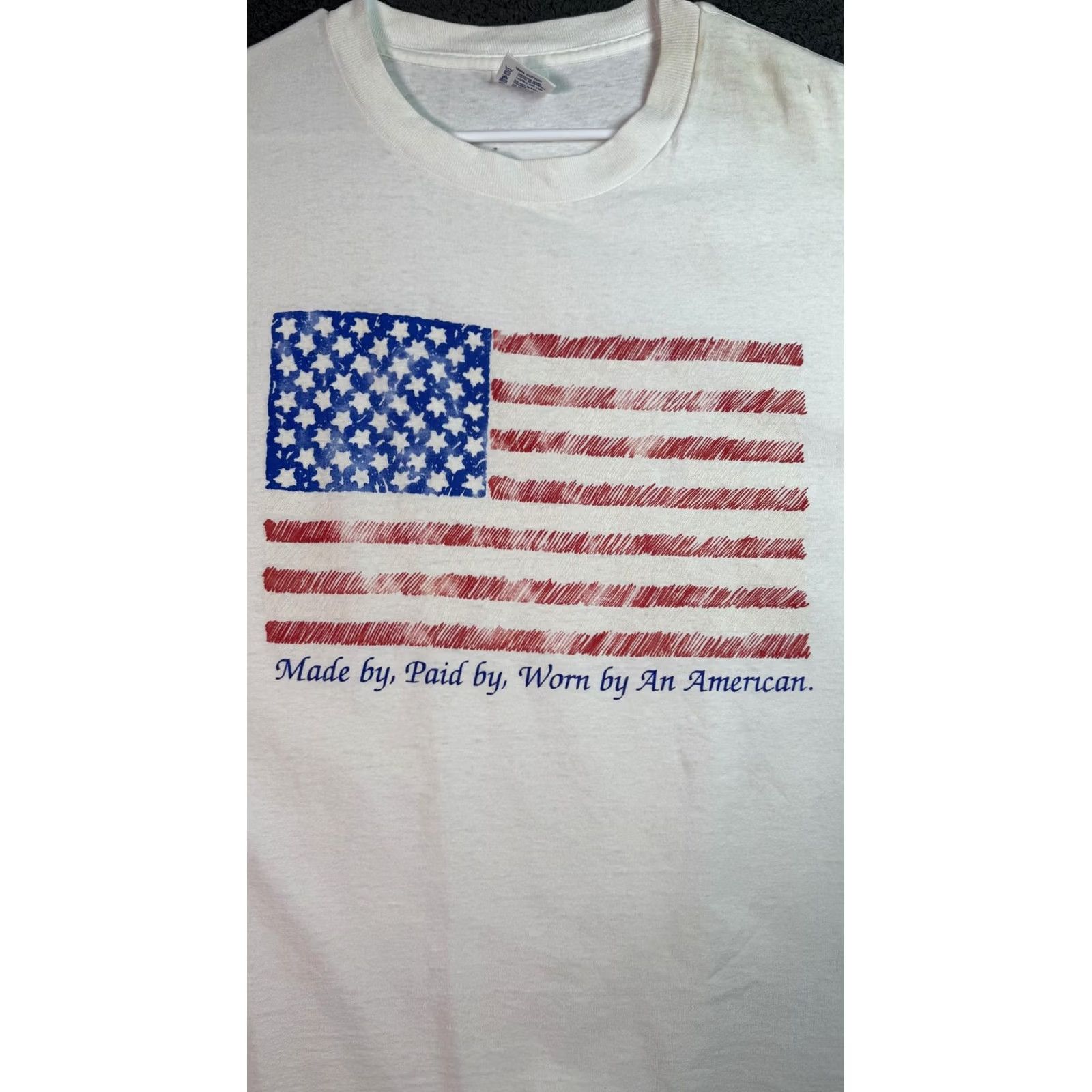 Delta VINTAGE Delta American Flag Shirt Mens XL White 90s Graphic Tee Patriotic USA Flag Crew Neck Cotton Short Sleeve Mens Size US XL / EU 56 / 4 - 2 Thumbnail