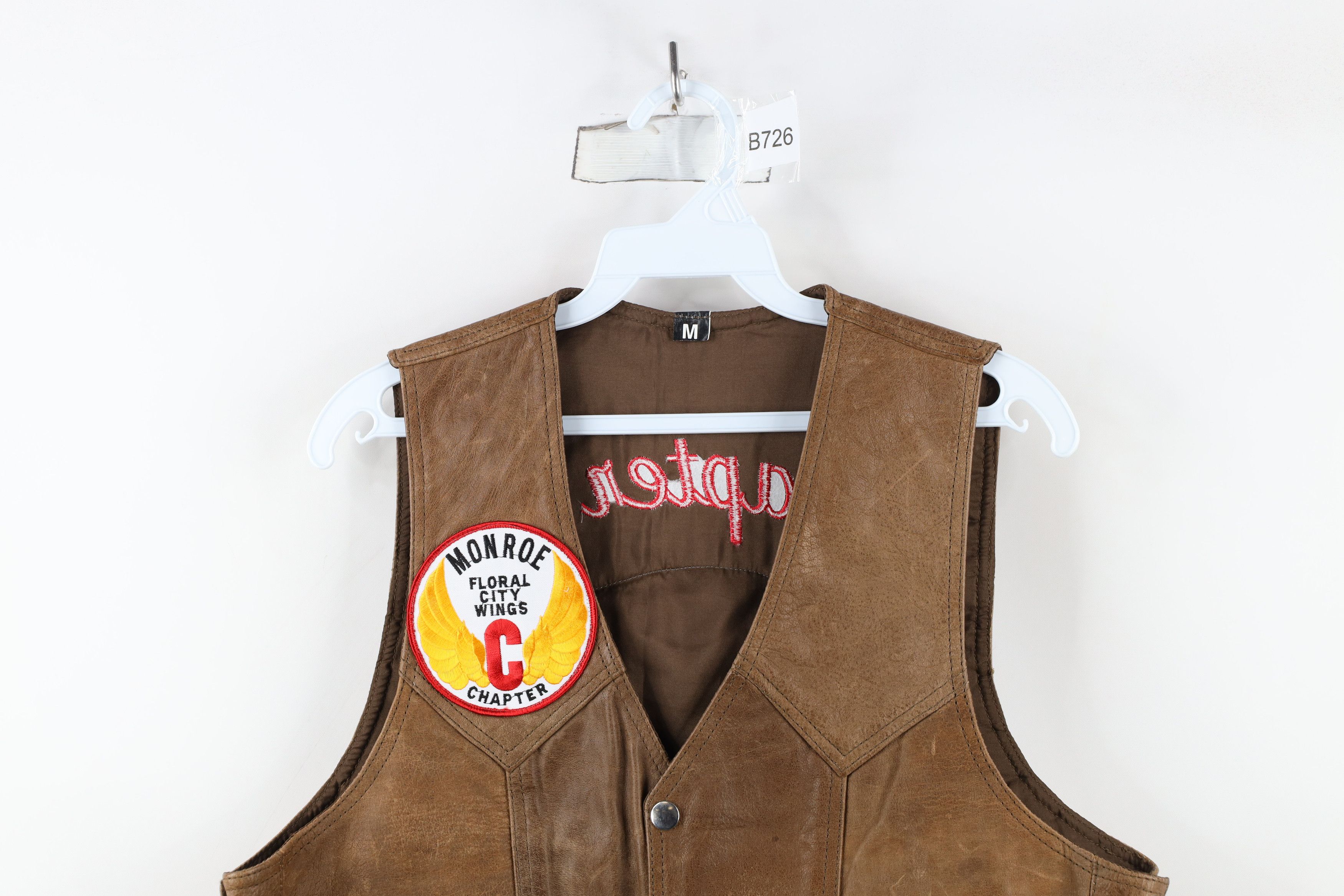 Vintage Vintage 90s Wings Gold Road Raiders Michigan Leather Vest Size US M / EU 48-50 / 2 - 2 Thumbnail