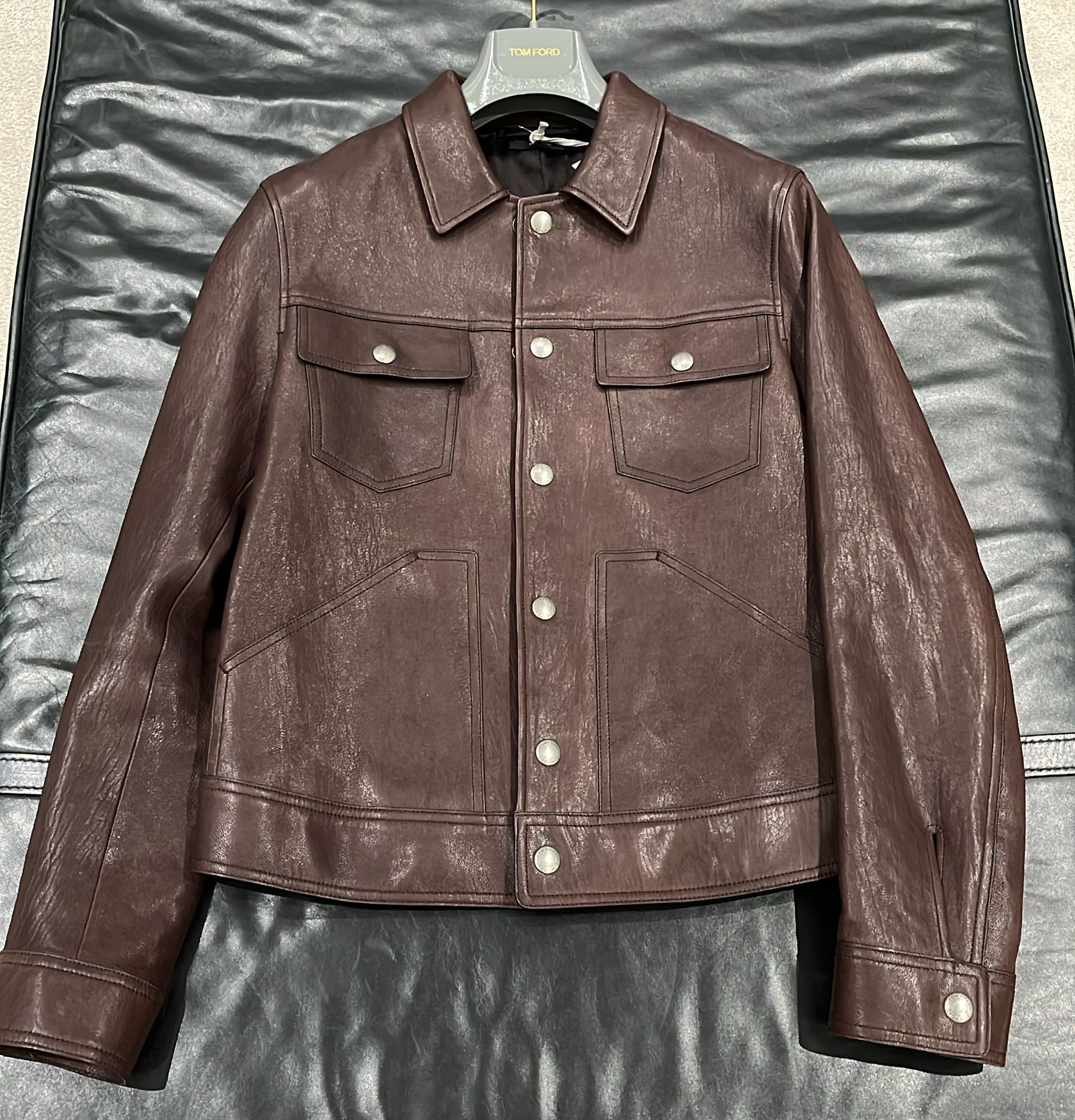 Tom Ford o1loc1c0725 TFL854 Leather Wear Blouson Jacket in Brown Size US M / EU 48-50 / 2 - 1 Thumbnail