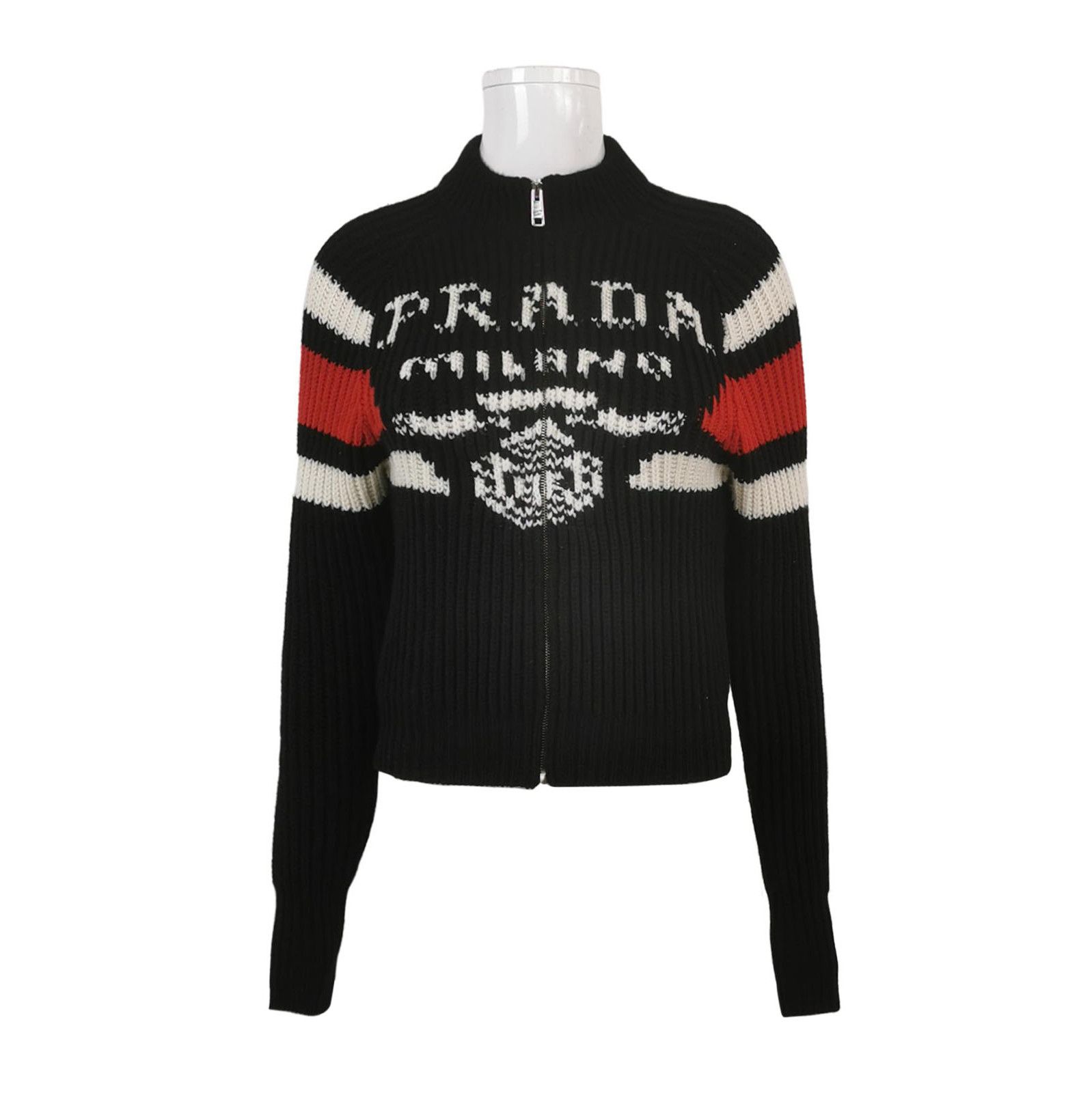 Prada Prada Color Block Logo Zip-Up Sweater 0079 Size US S / EU 44-46 / 1 - 1 Thumbnail