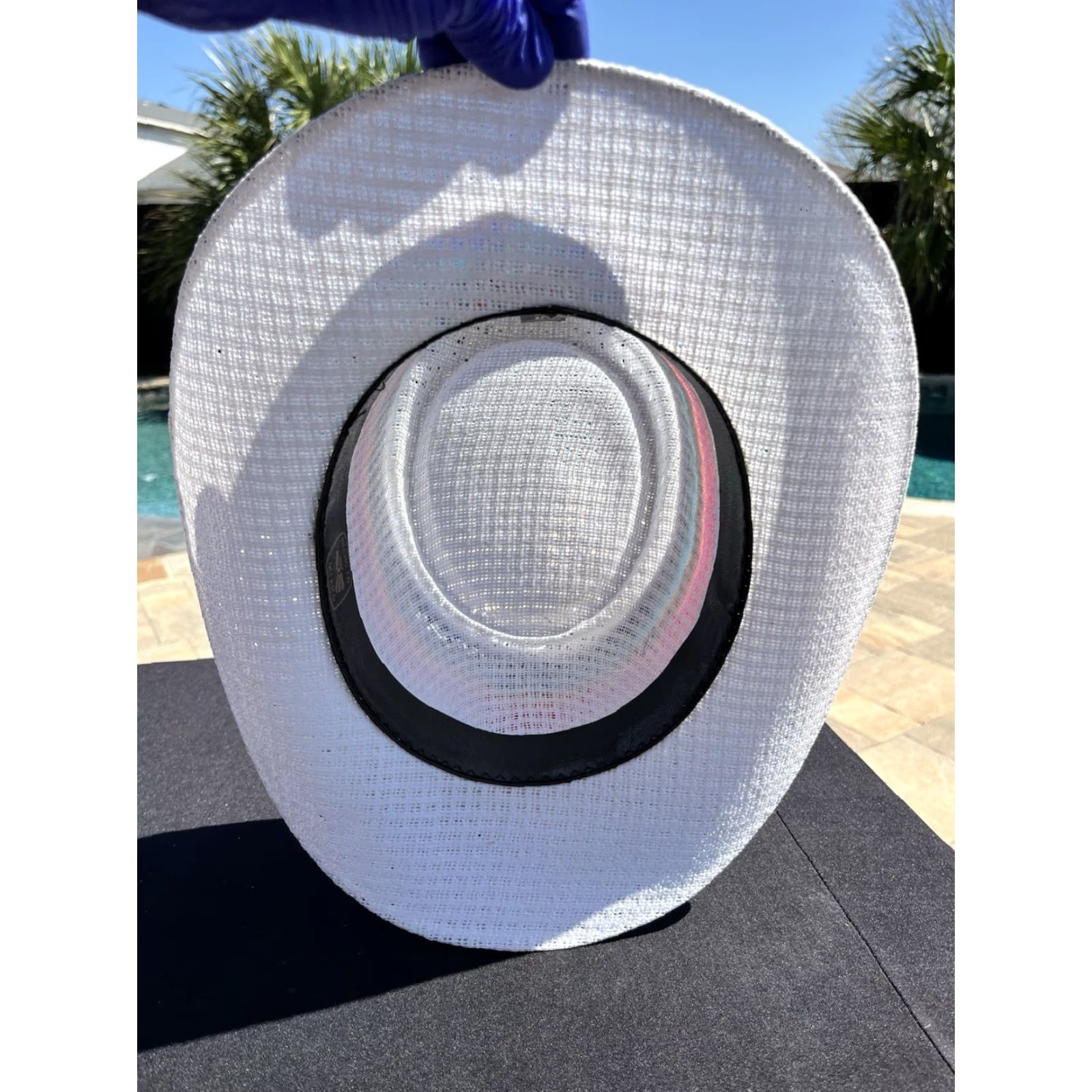 Vintage VINTAGE ARLOP Straw Hat Rainbow/gold Beaded Size 7 1/2 Mexico White Women Hat Size ONE SIZE - 5 Thumbnail