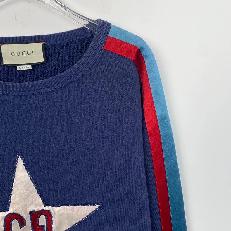 Gucci Gucci Blue double G five-pointed star embroidered round-nec Size US M / EU 48-50 / 2 - 3 Thumbnail