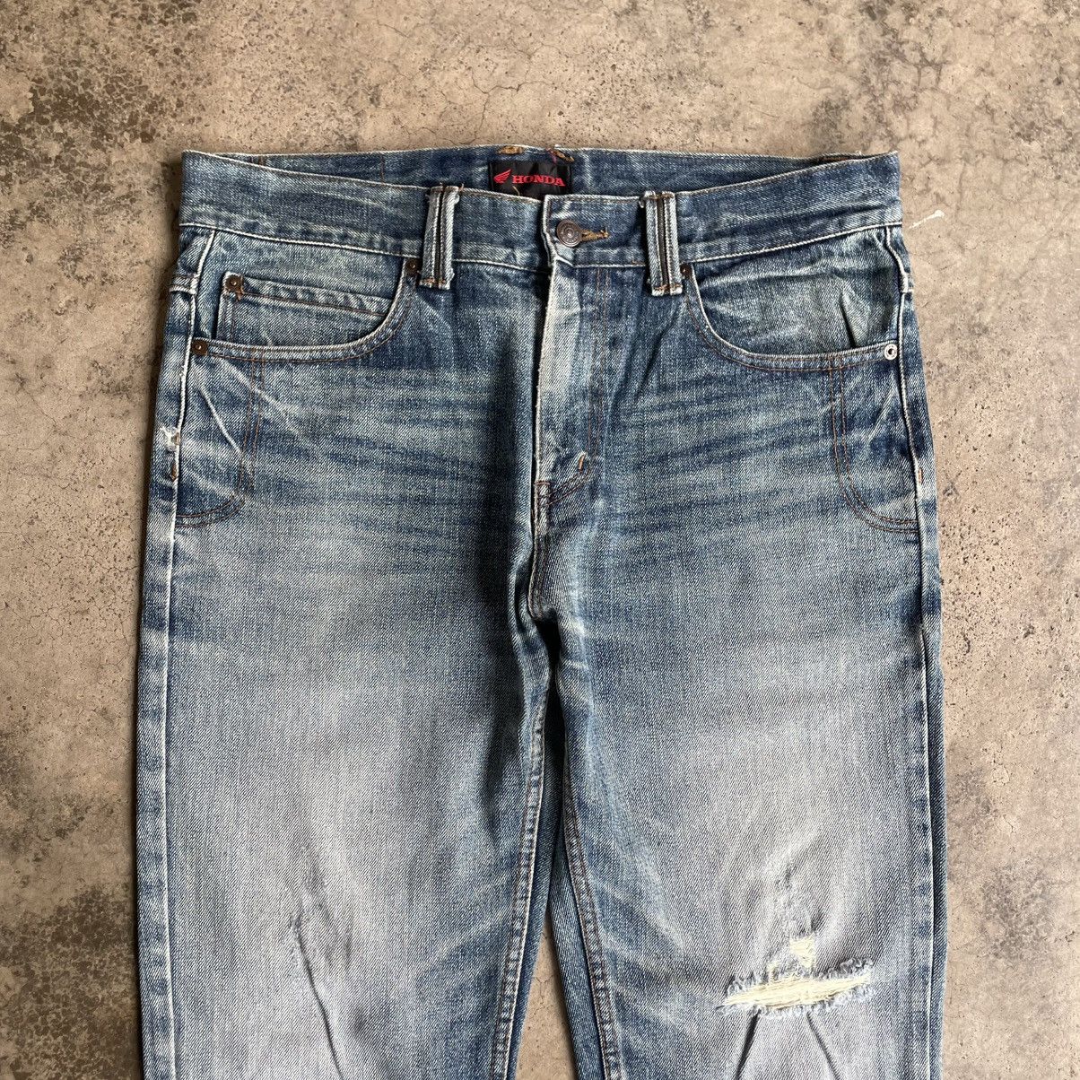 Honda 🔥🇯🇵Vintage Honda Stoned Washed Ripped Distress Denim Jeans Size US 34 / EU 50 - 2 Thumbnail