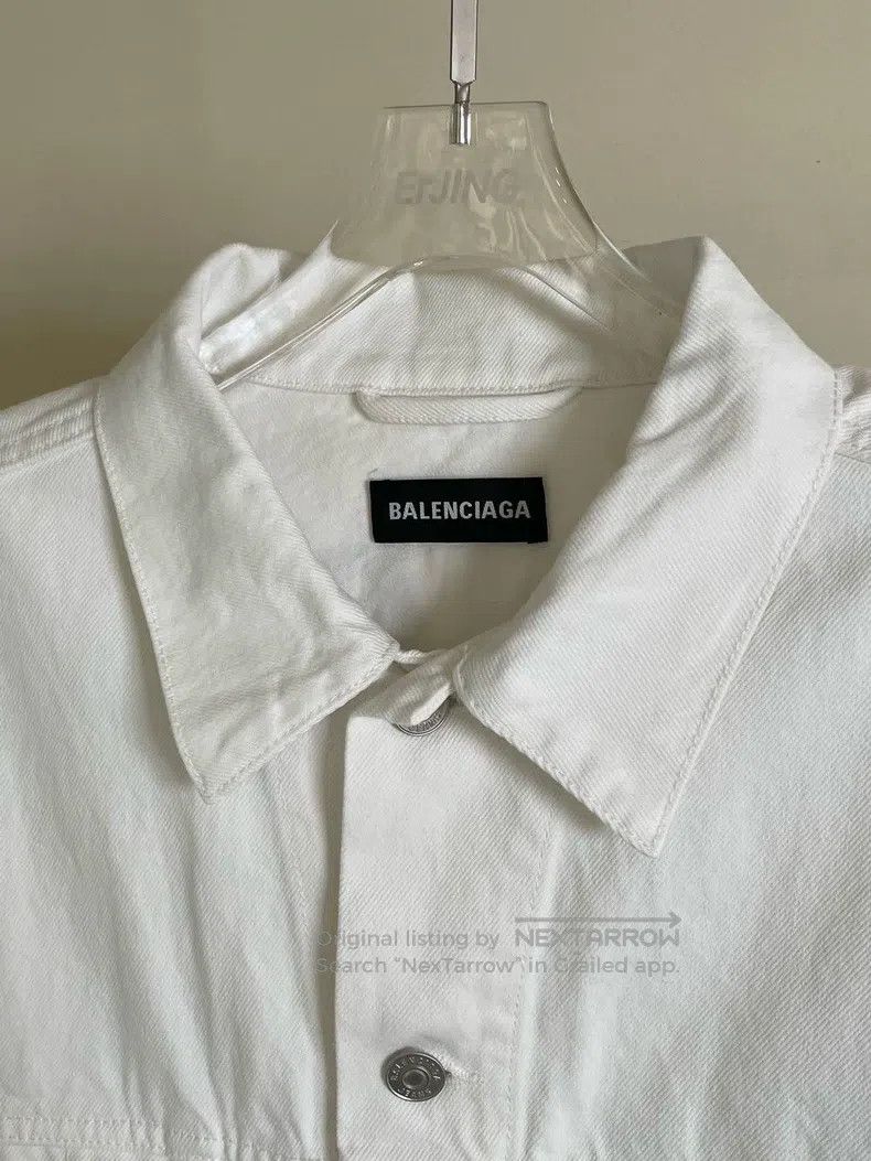 Balenciaga Balenciaga White Denim Jacket Vest Logo Embroidery Size US S / EU 44-46 / 1 - 3 Thumbnail
