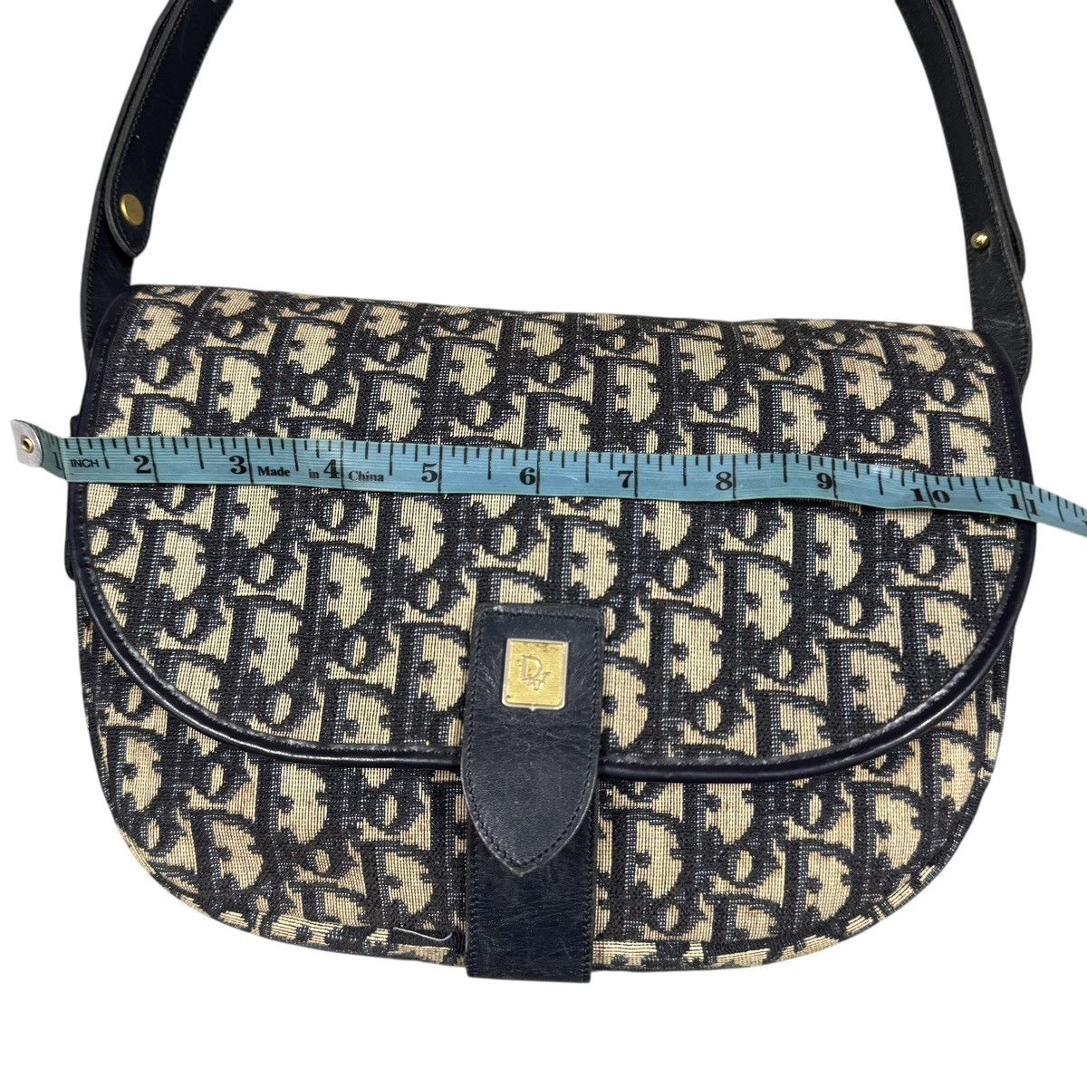 Dior Vtg🔥Christian Dior Trotter Canvas Shoulder Bag Navy Gold Size ONE SIZE - 21 Thumbnail