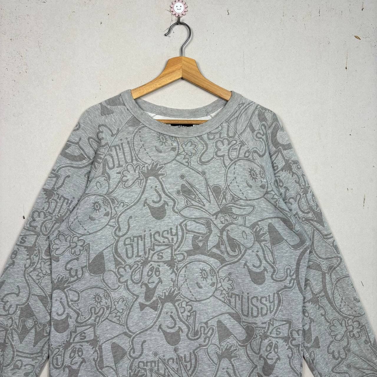 Stussy Vintage Stussy AOP Cartoon Character Sweatshirt Gray L Rare Size US L / EU 52-54 / 3 - 3 Thumbnail
