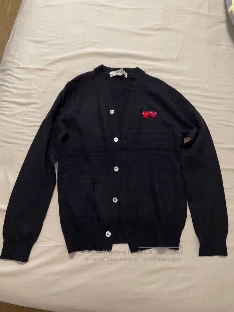 Comme Des Garcons Double Heart Knit Cardigan