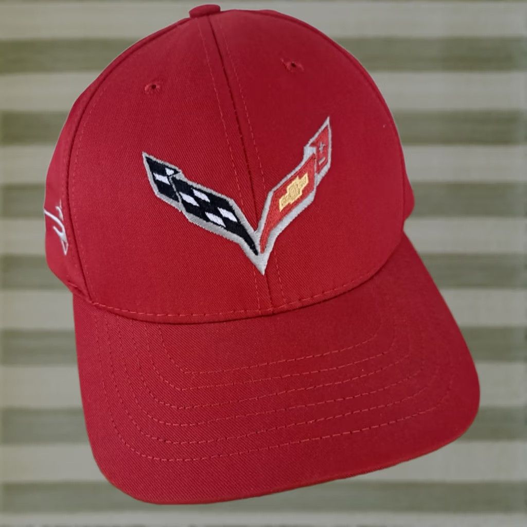 Vintage VINTAGE Chevrolet Corvette Stingray Hat USA Made Red Adult Baseball Cap 80s Cars Adjustable Size ONE SIZE - 1 Thumbnail