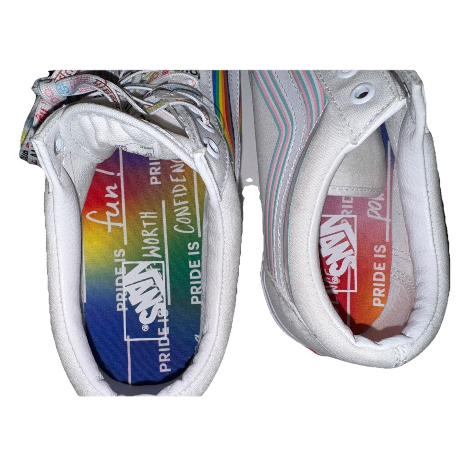 Vans VANS OLD SKOOL PRIDE RAINBOW SKATE SNEAKER White Rainbow EUC Size US 12 / IT 42 - 8 Thumbnail