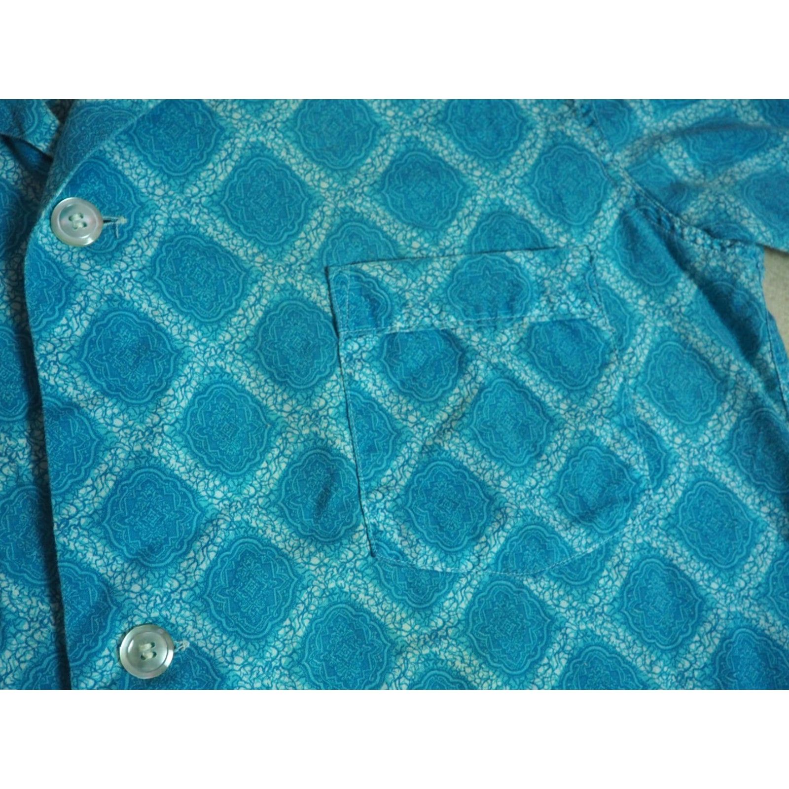 Vintage VTG Truval 60s 70s Shirt Hippy Boho Madras Blue Button Womens L Size L / US 10 / IT 46 - 5 Thumbnail