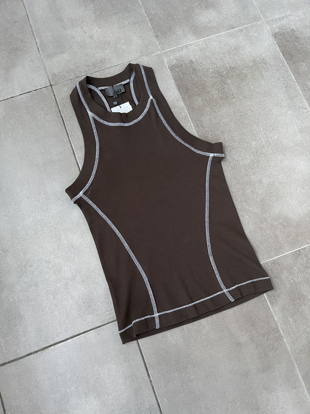 Saul Nash !DS! SS23 Saul Nash Brown Overlock Stitch Tank Top Size US S / EU 44-46 / 1 - 10 Thumbnail