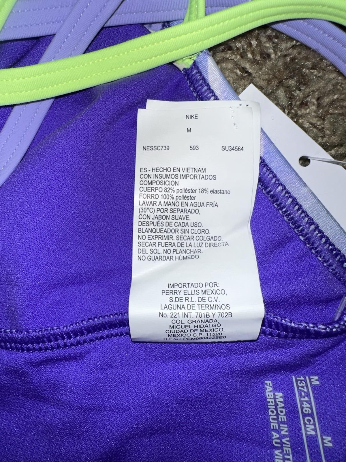 Nike Nike Girls Spiderback Swimsuit One Piece Aurora Purple Swoosh Print Size ONE SIZE - 9 Thumbnail