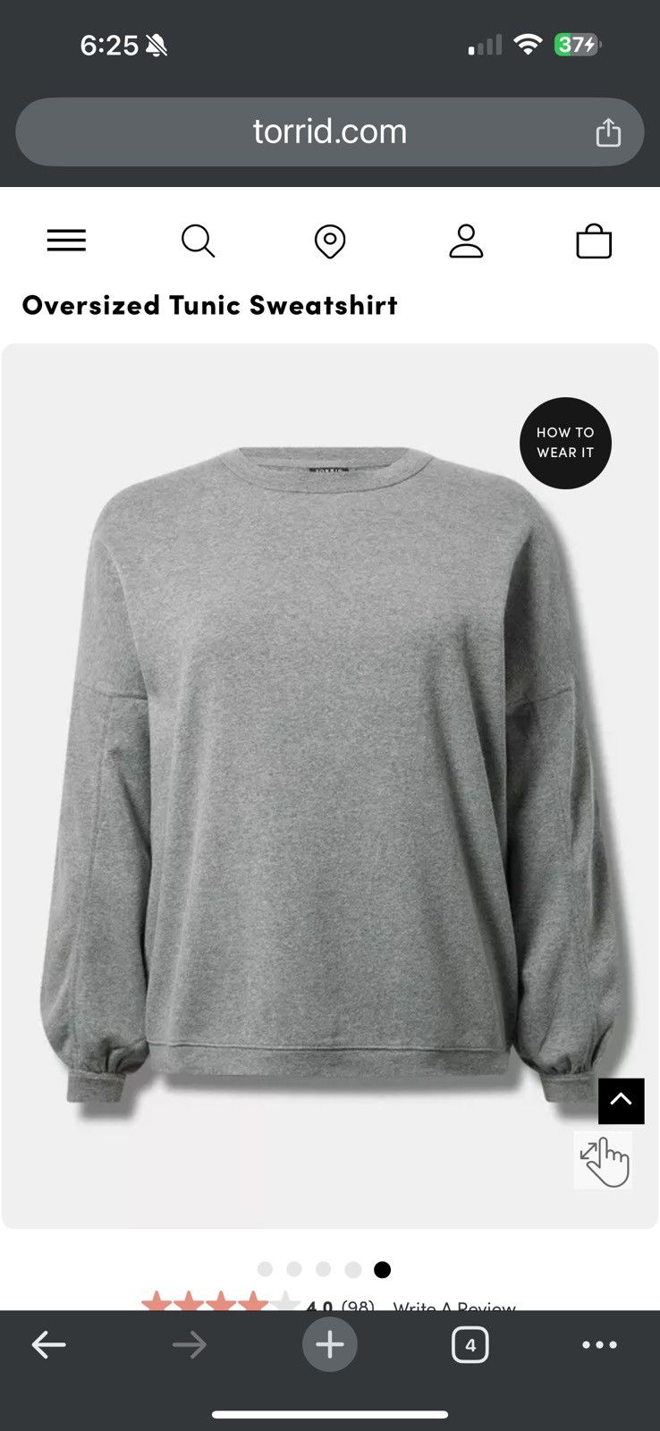 Torrid Oversized Tunic Sweatshirt Size 4XL / US 24-26 - 1 Thumbnail