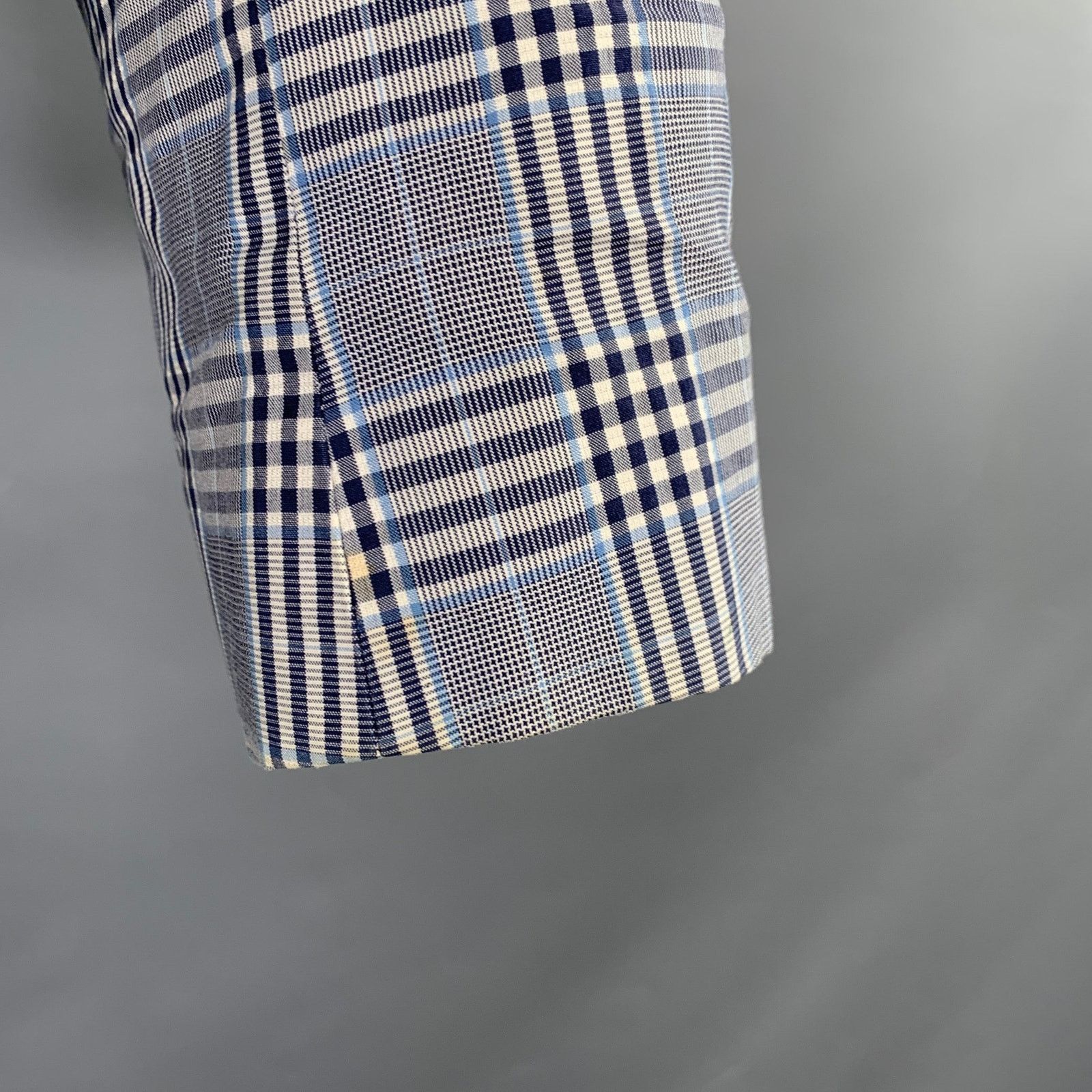 Brooks Brothers Black Fleece BLACK FLEECE Size 42 Navy White Plaid Cotton Silk Sport Coat Size 42R - 6 Thumbnail