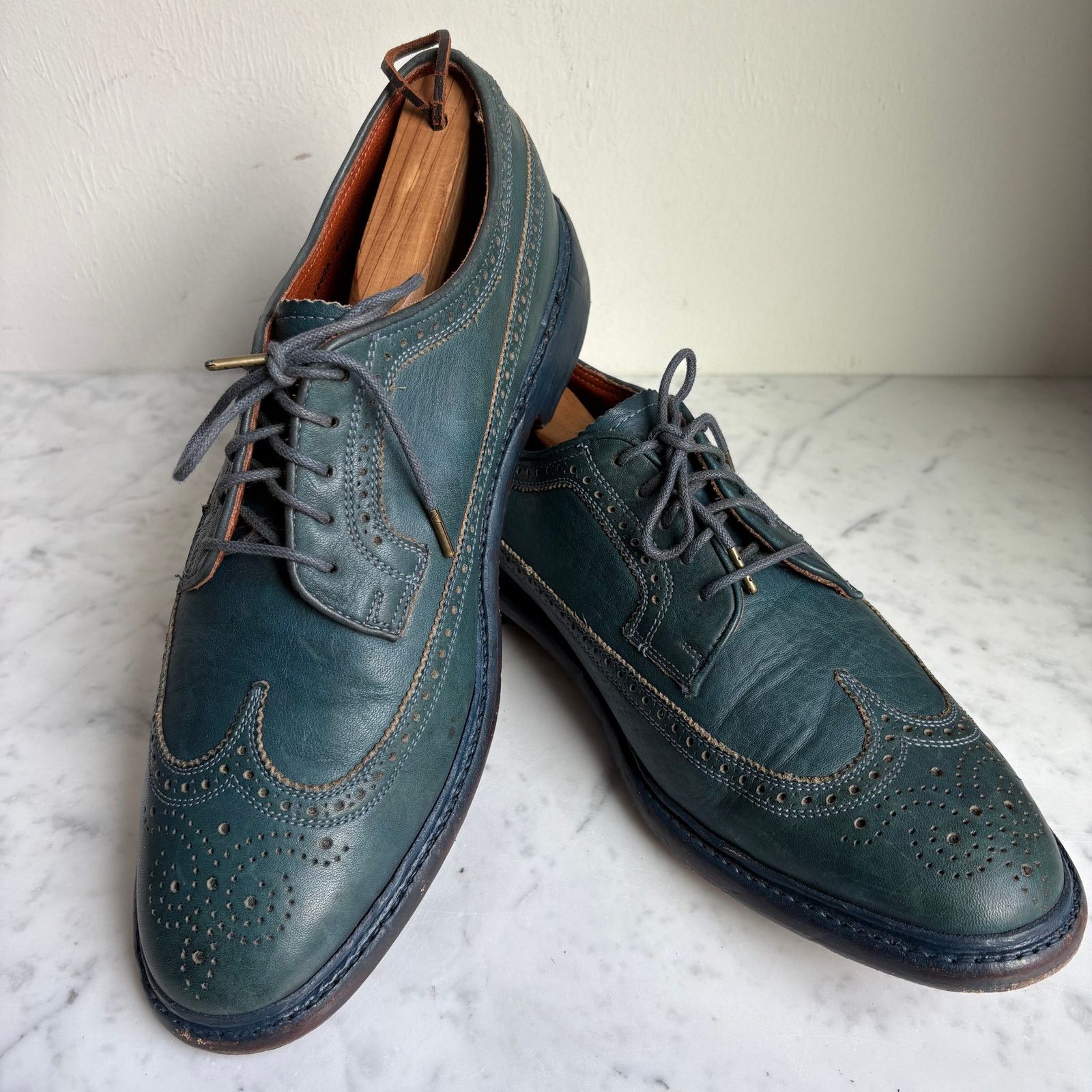 Florsheim by Duckie Brown Teal Leather Brogue Oxfords 10.5