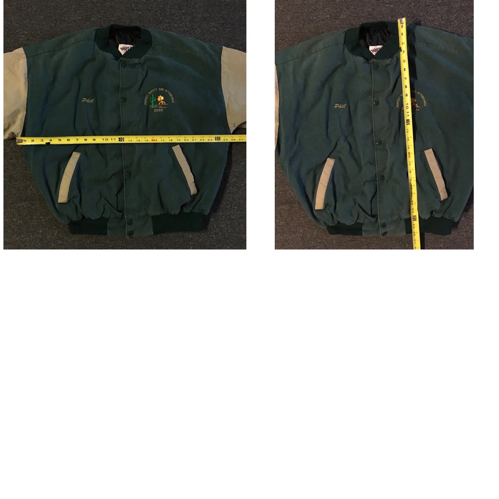 Vintage VINTAGE Motorcycle Construction Safety Faded Bomber Jacket L USA Green Trucker Punk 90s Mens Size US L / EU 52-54 / 3 - 9 Thumbnail