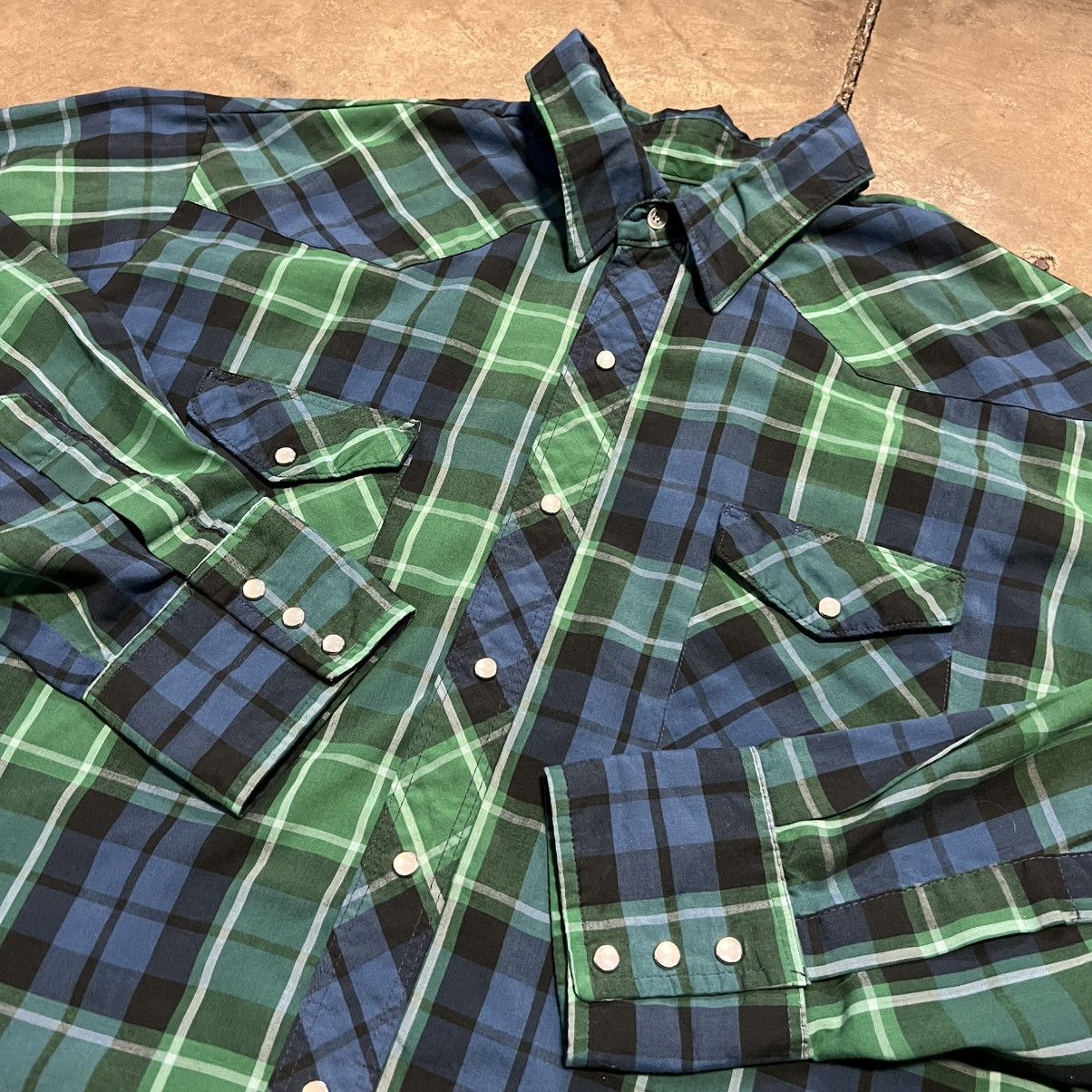Vintage × Wrangler Vintage 80s Wrangler Pearl Snap Button Up Western Cowboy Size US XXL / EU 58 / 5 - 4 Thumbnail