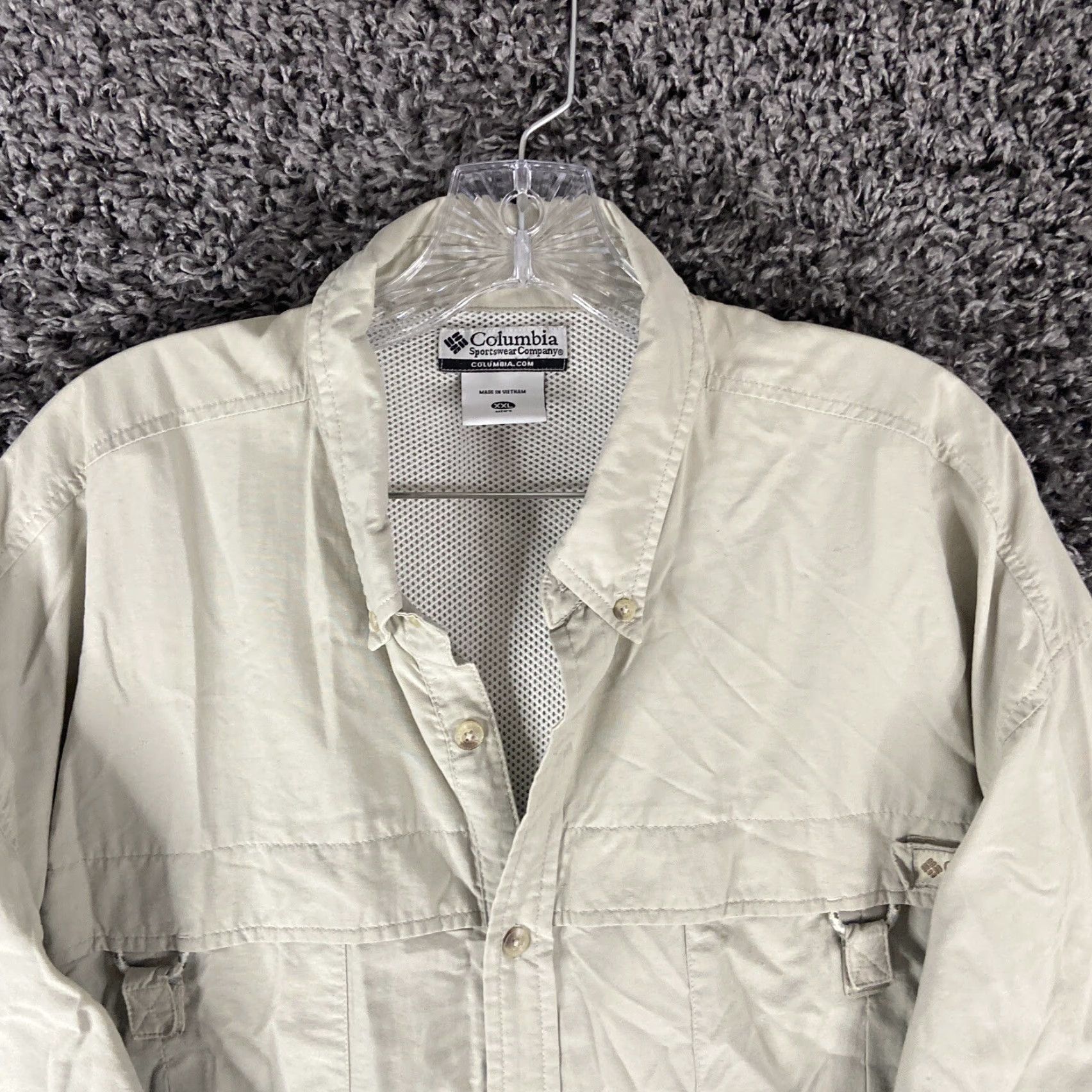 Vintage COLUMBIA UPF 30+ Outdoor Button-Up Shirt Men's 2XL Long Sleeve Beige Size US XXL / EU 58 / 5 - 6 Thumbnail
