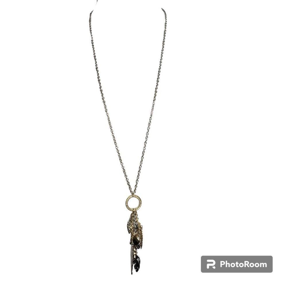 Designer Long Silver & Gold Tone Necklace 36" Size ONE SIZE - 1 Thumbnail