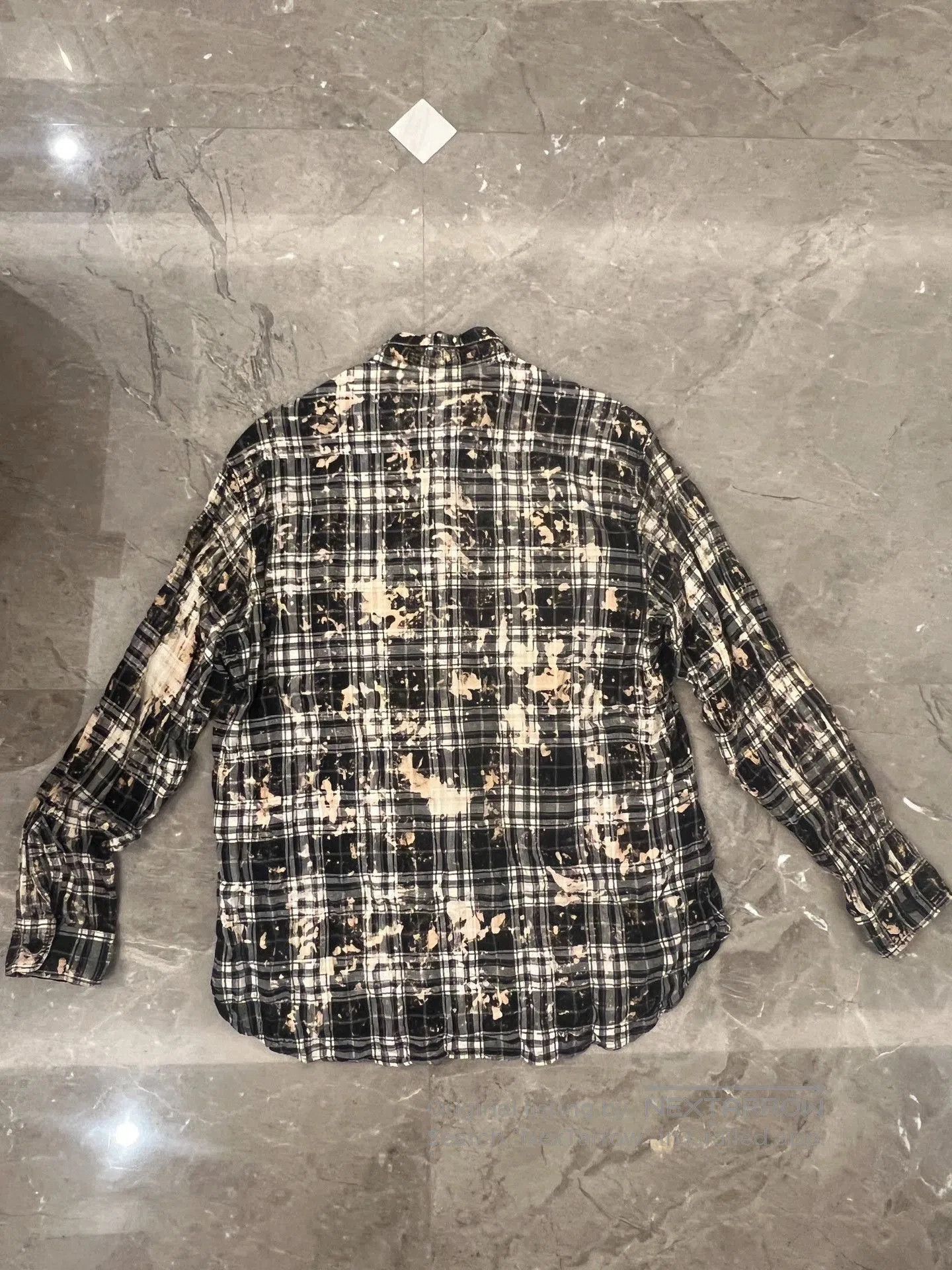 Hedi Slimane Saint Laurent Black Yellow Plaid Splatter Shirt. Size US S / EU 44-46 / 1 - 2 Thumbnail