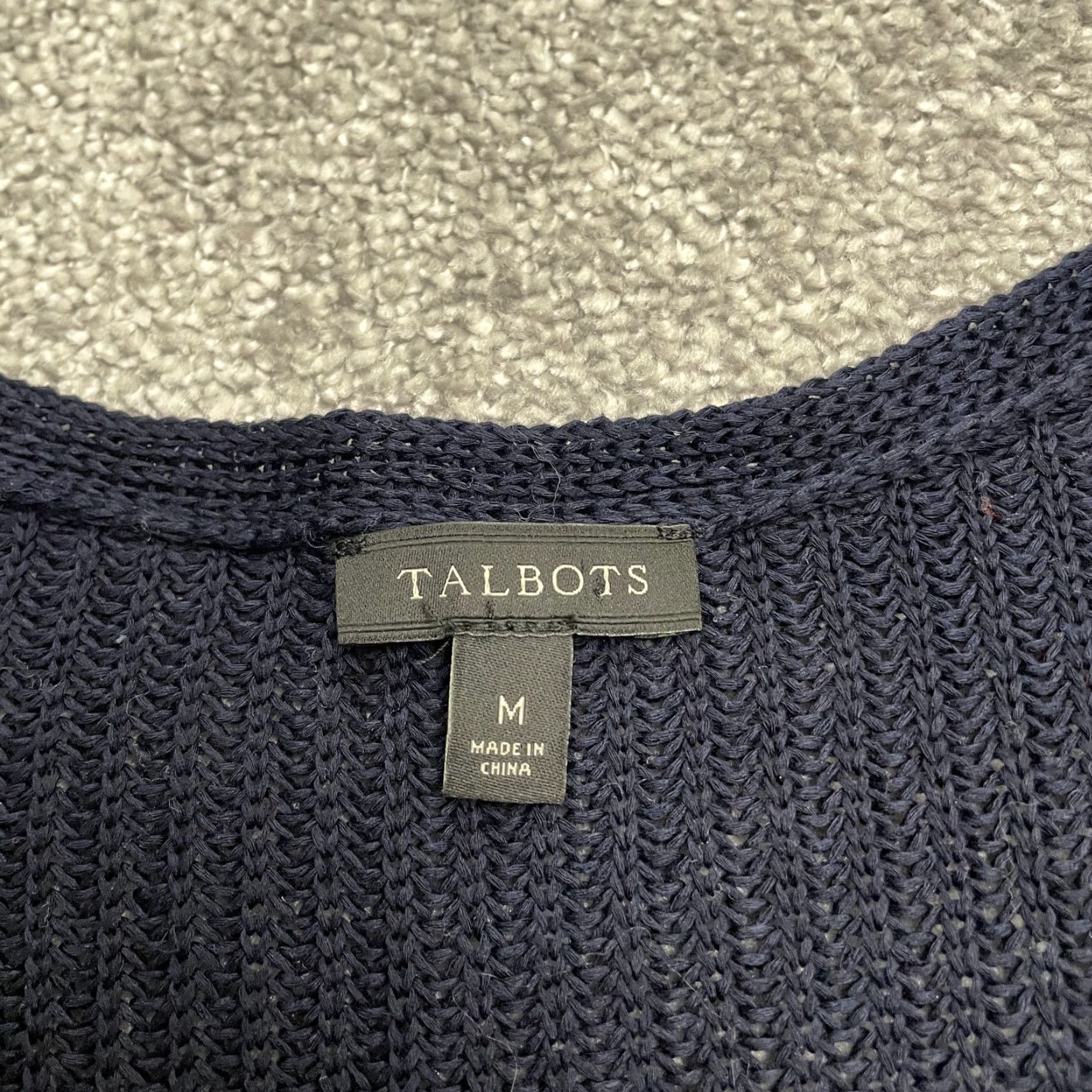 Talbots Talbots Pullover Sweater Womens Medium Navy Blue V-Neck 100% Cotton Casual Knit Size M / US 6-8 / IT 42-44 - 4 Thumbnail
