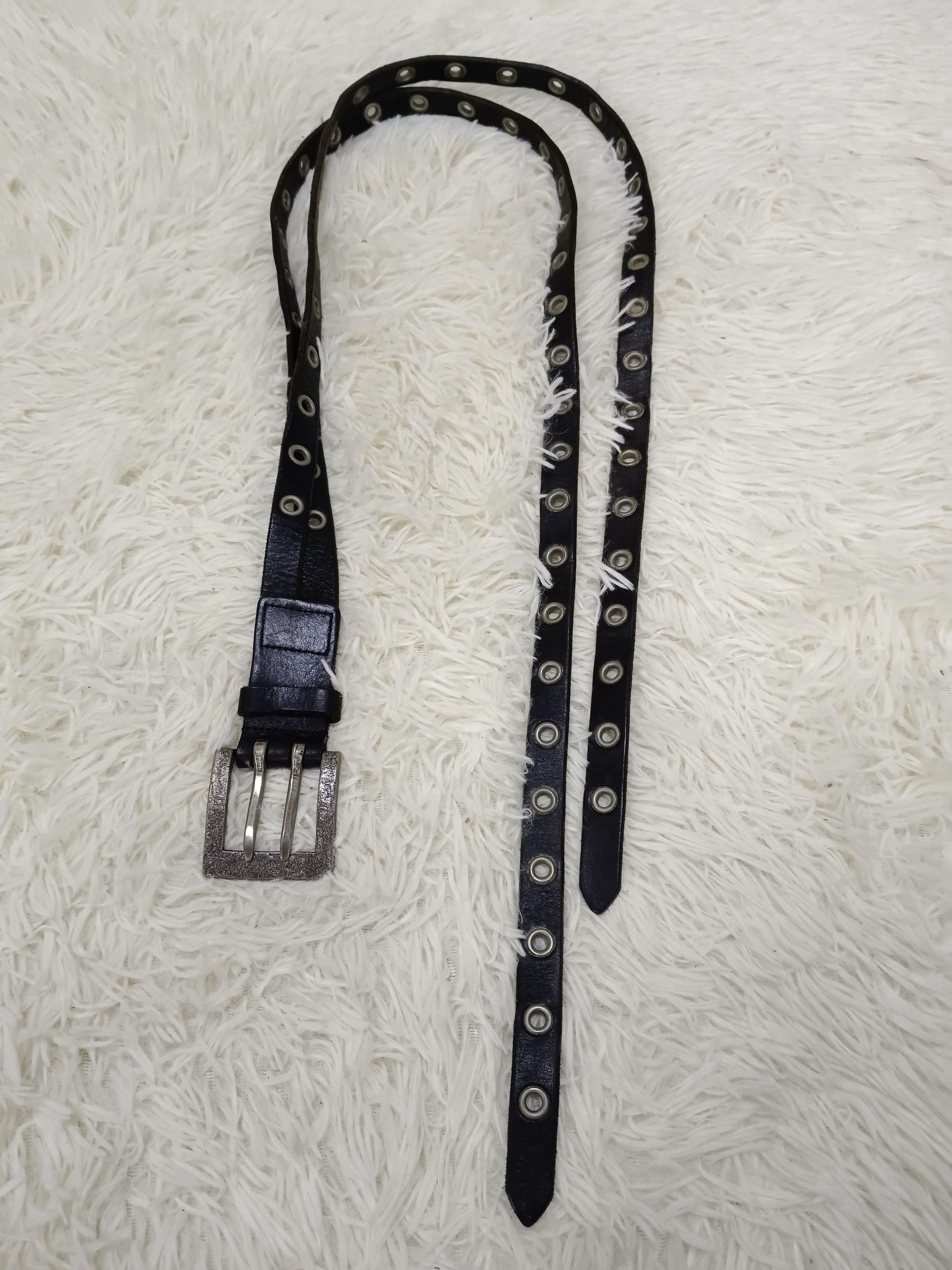 Leather BLACK LEATHER UNBRAND DOUBLE LAYER BELT Size ONE SIZE - 2 Thumbnail