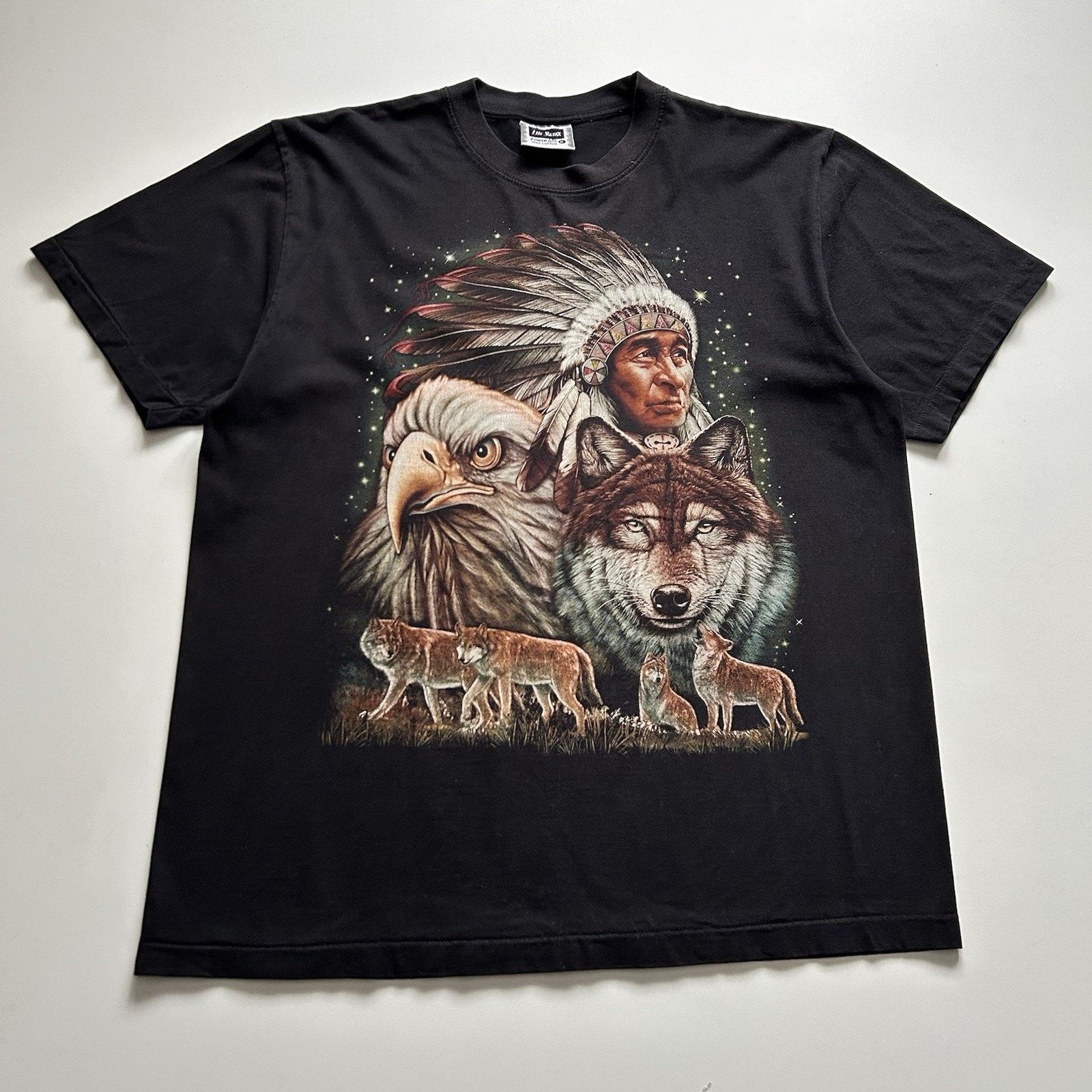 Vintage Vintage Eagle Wolf Native American T Shirt XL 90s Animal Art Size US XL / EU 56 / 4 - 1 Thumbnail