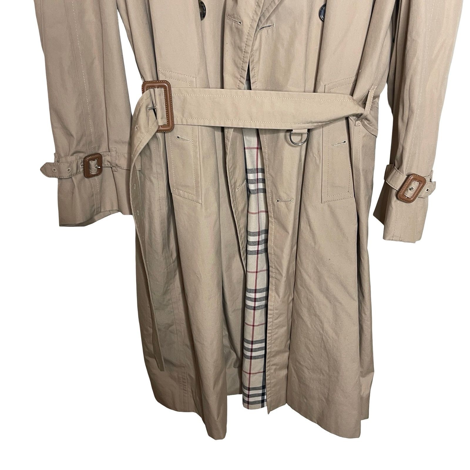 Burberry Burberry Classic Long tan Beige trench coat plaid lining Size US L / EU 52-54 / 3 - 3 Thumbnail