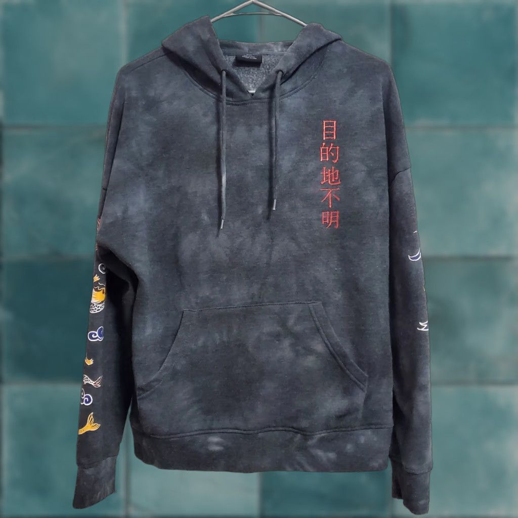 Empyre VINTAGE Empyre Graphic Print Hoodie Men S Gray Tie Dye Japanese Dragon Koi Fish Crane Size US S / EU 44-46 / 1 - 1 Thumbnail