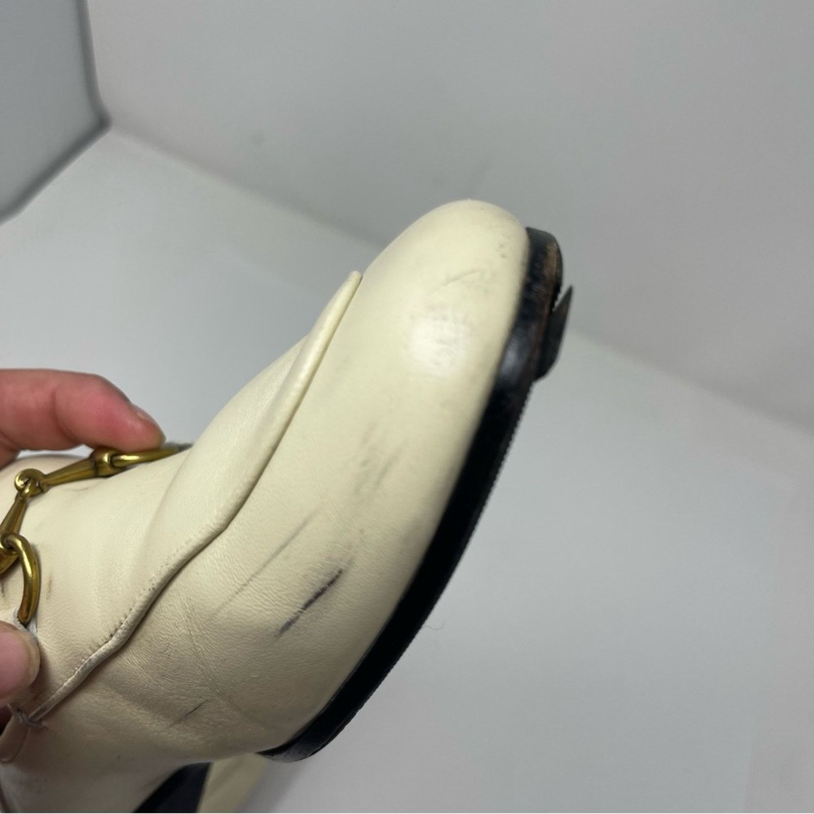 Gucci GUCCI Brixton Leather Horsebit Loafers in Mystic White 37.5 Size US 7.5 / IT 37.5 - 7 Thumbnail
