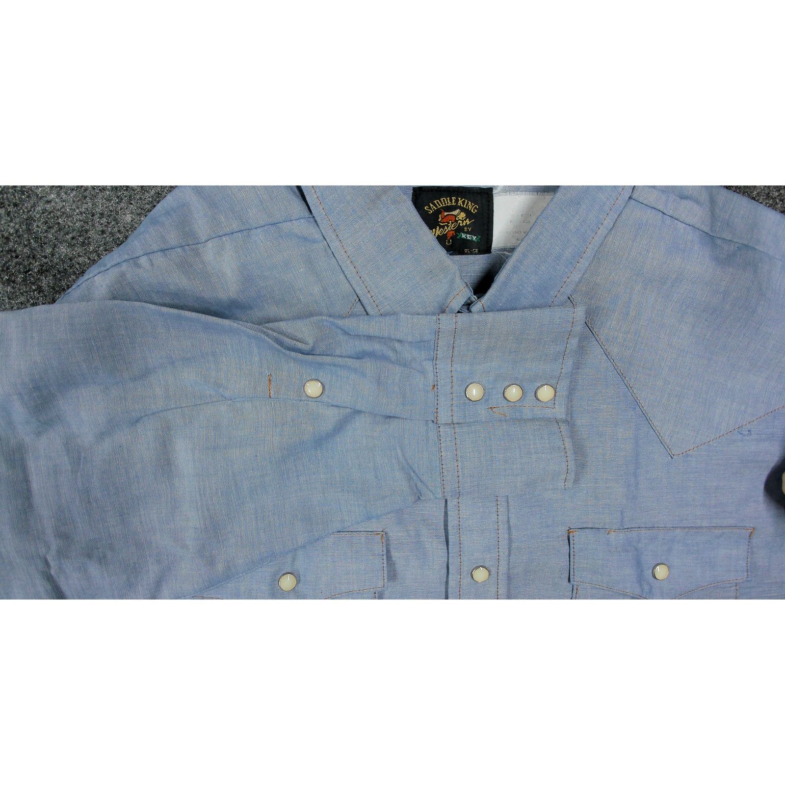 Vintage Vintage 70s Saddle King By Key Western Pearl Snap Shirt Size US XXL / EU 58 / 5 - 12 Thumbnail