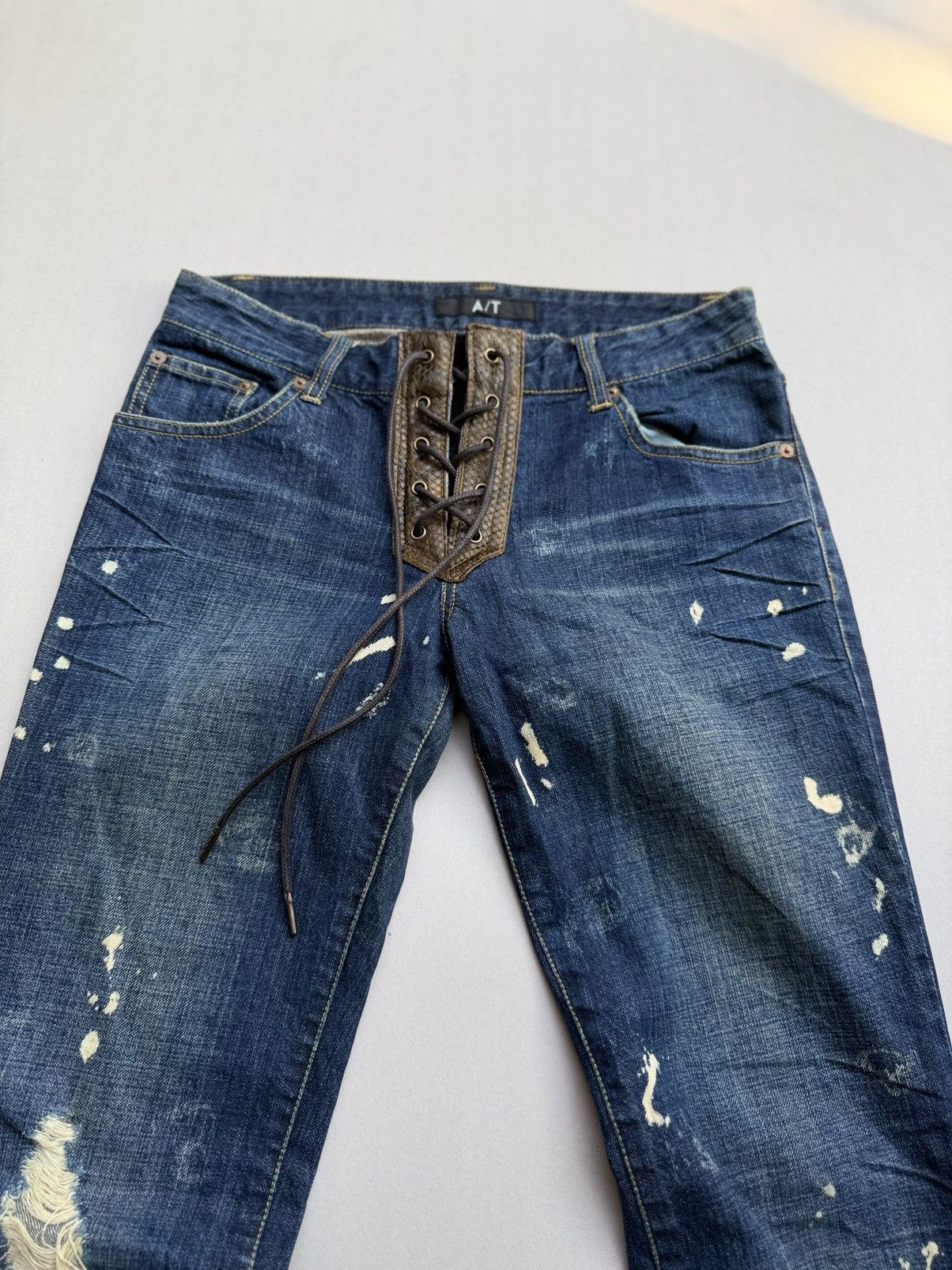 Japanese Brand ATSURO TAYAMA lace up flare jeans Size US 28 / EU 44 - 2 Thumbnail