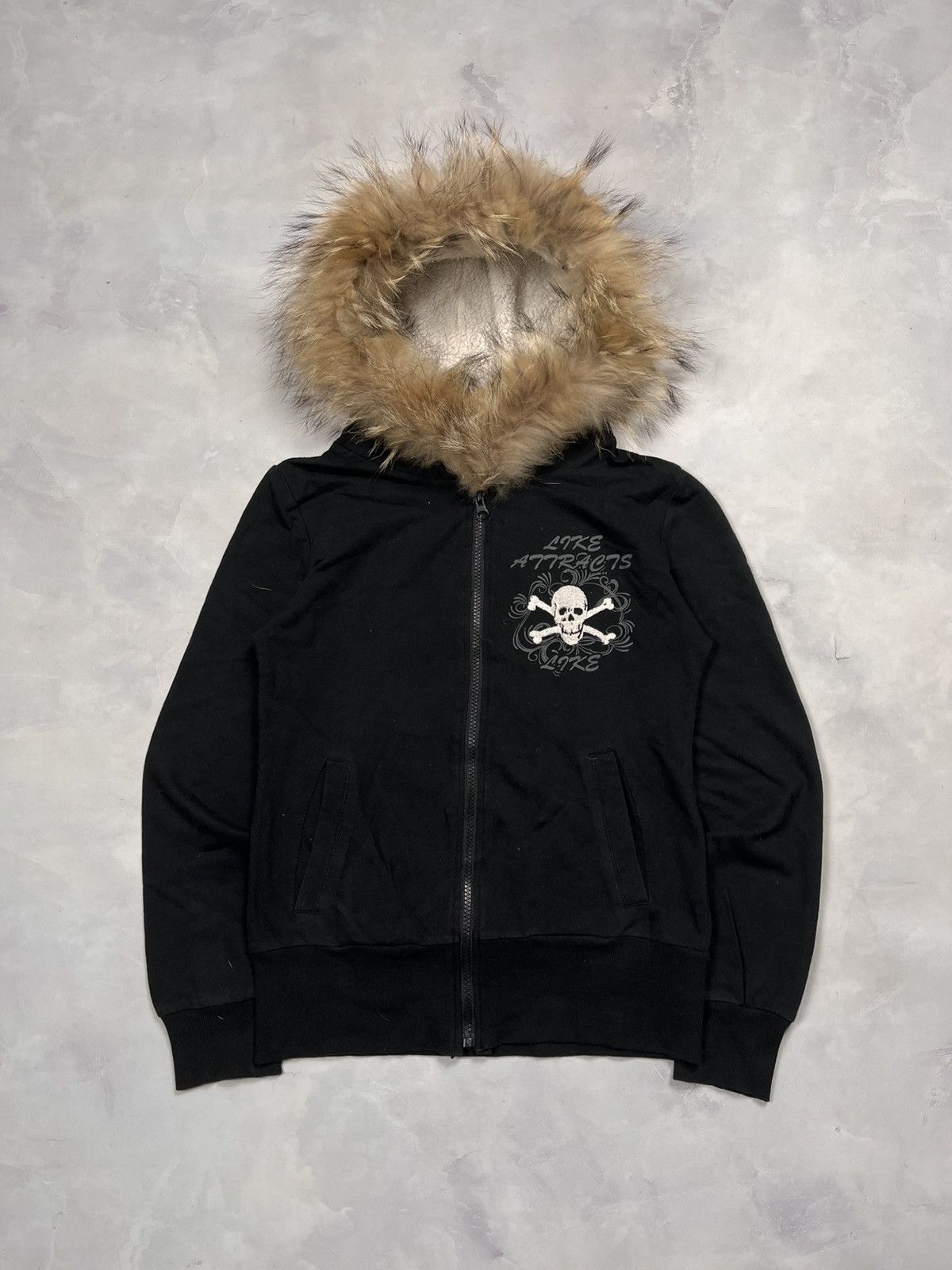 Japanese Brand Faux Fur Skull Hoodie M.K.R Size US S / EU 44-46 / 1 - 2 Thumbnail