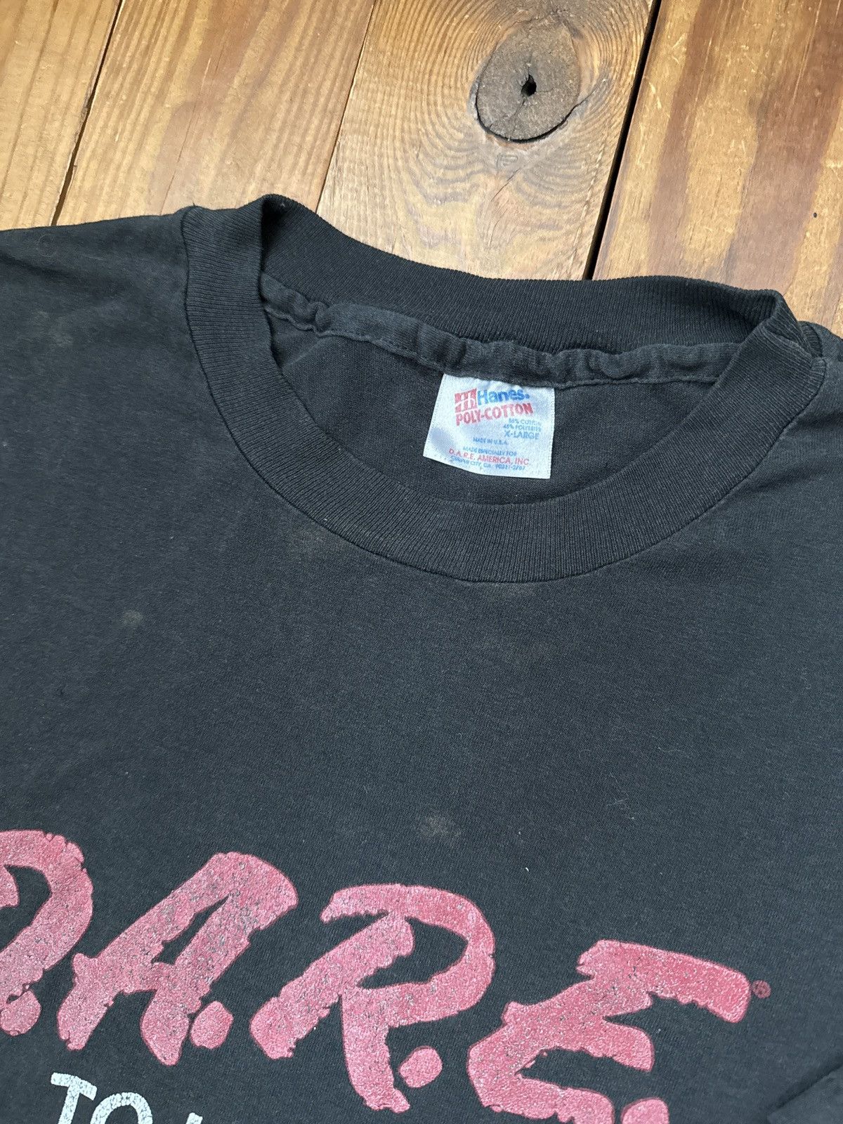 D.A.R.E Vintage 90s DARE Black Single Stitch Tee Shirt Size US XL / EU 56 / 4 - 2 Thumbnail