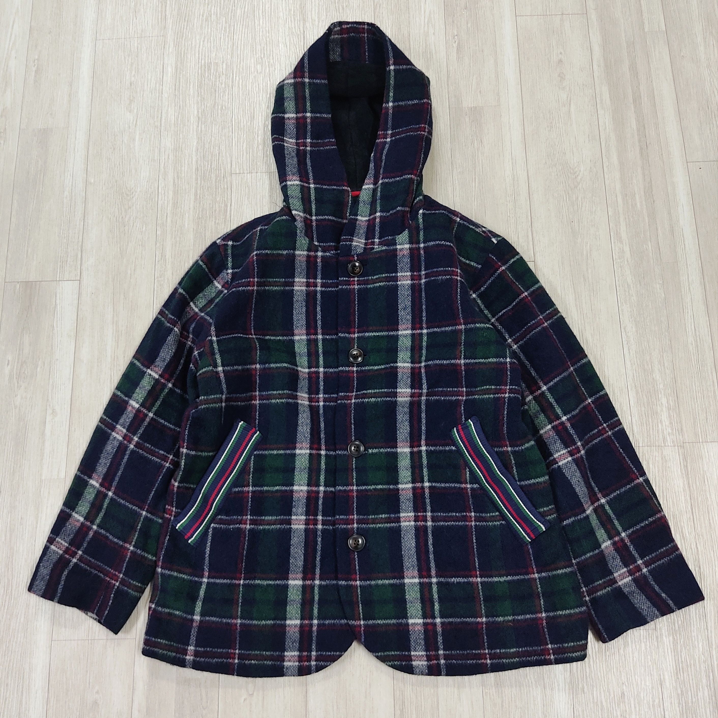 Frapbois Frapbois Plaid Hood Button Up Wool Jacket Size US M / EU 48-50 / 2 - 4 Thumbnail