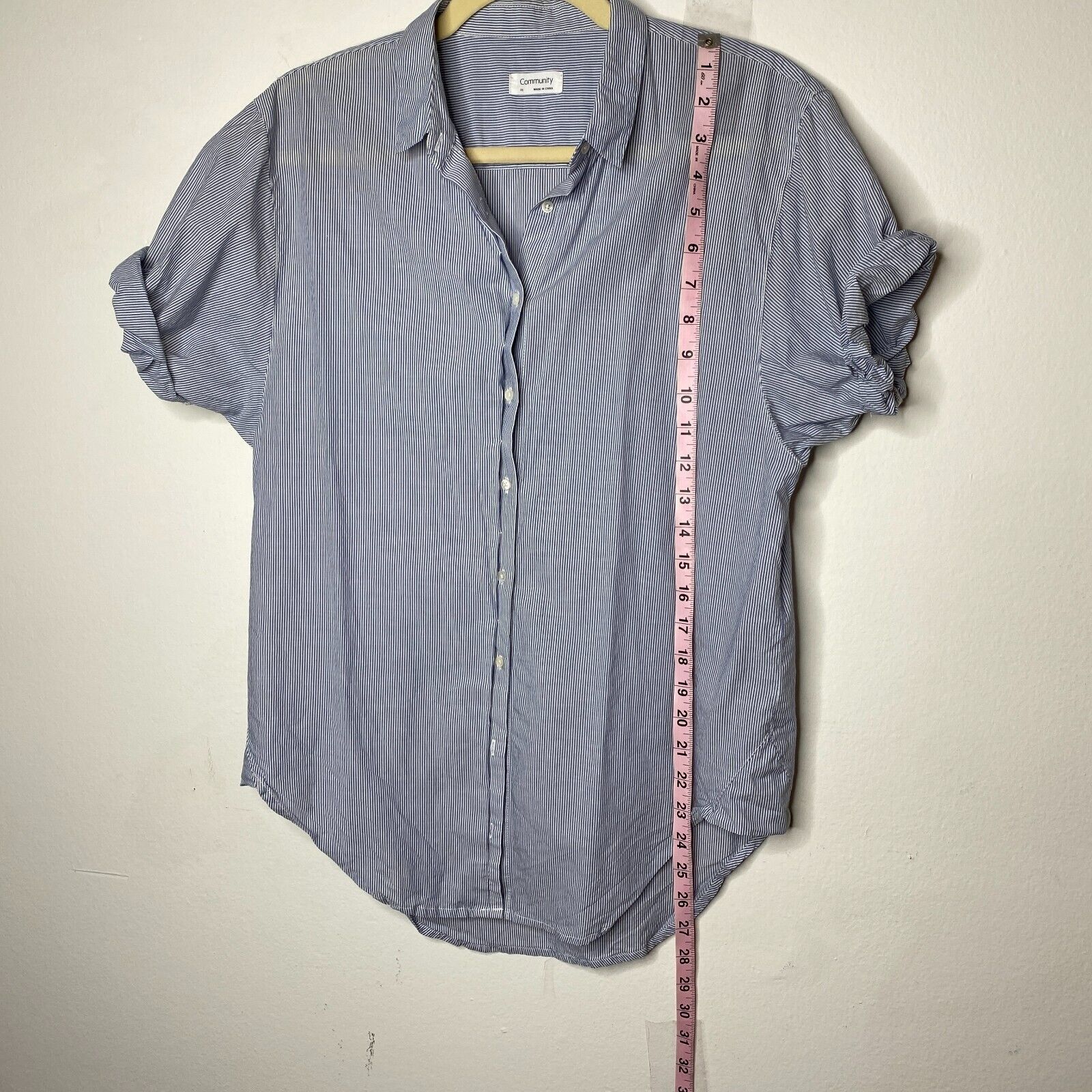 Aritzia Aritzia Community Blue White PinStripe The Jane Button Shirt Size XS / US 0-2 / IT 36-38 - 11 Thumbnail