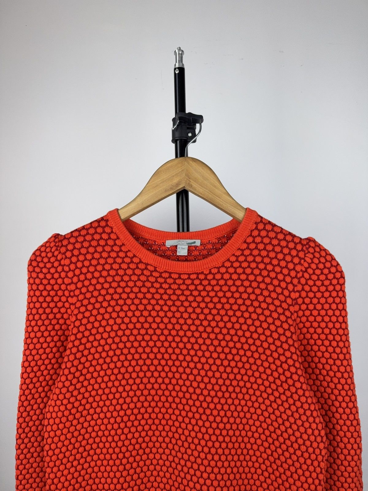 Cos COS Geometric Knit Dress Red Black Honeycomb Pattern Size XS / US 0-2 / IT 36-38 - 2 Thumbnail