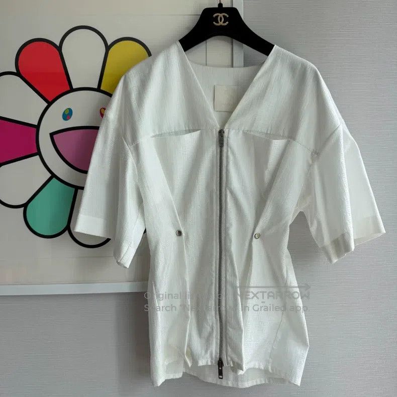 Givenchy Givenchy Logo Jacquard Zip-Up Short Sleeve Shirt Size XS / US 0-2 / IT 36-38 - 1 Thumbnail
