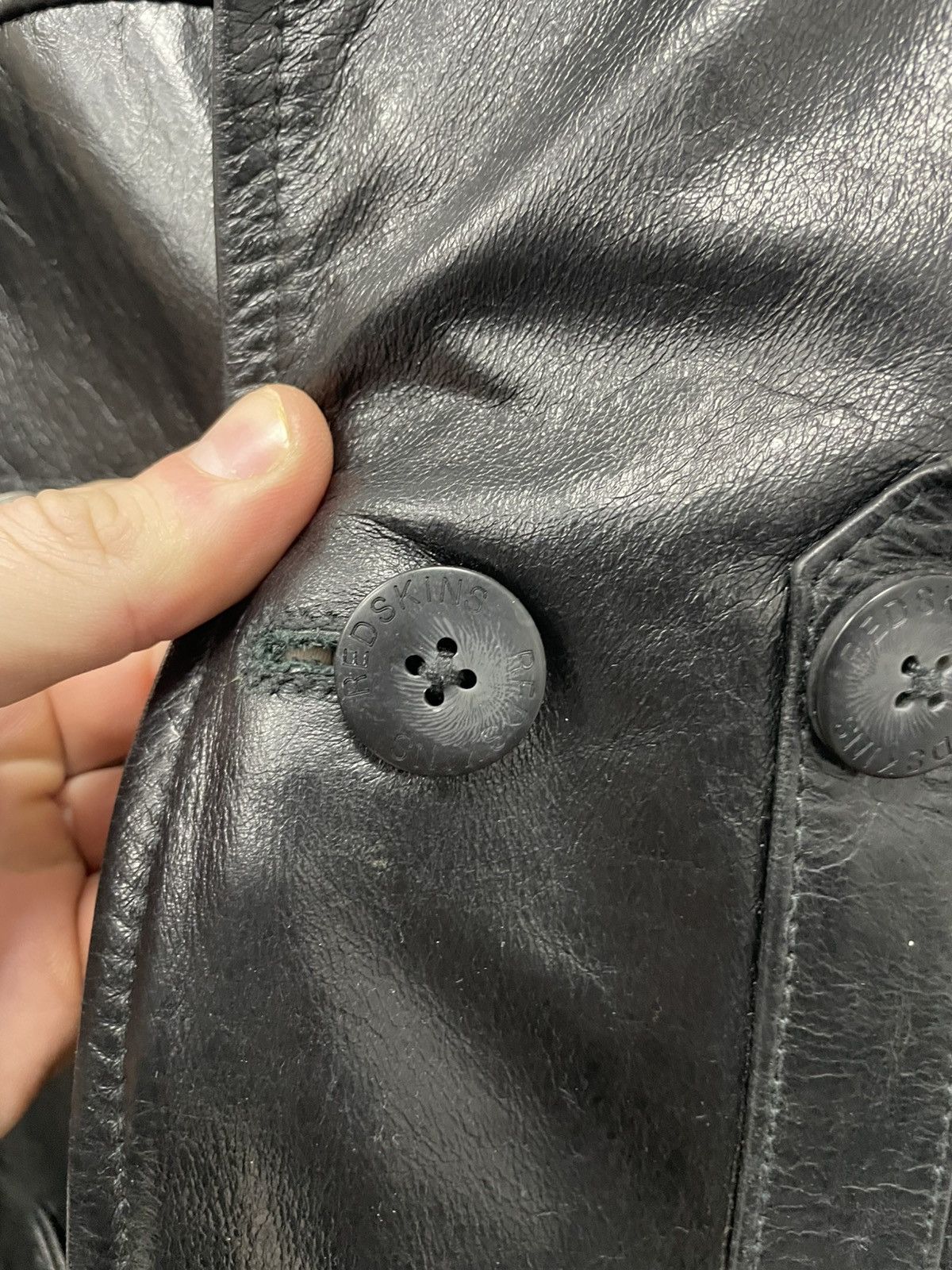 Leather × NFL Vintage Black Leather Coat I REDSKINS Japanese Brand Size US M / EU 48-50 / 2 - 7 Thumbnail