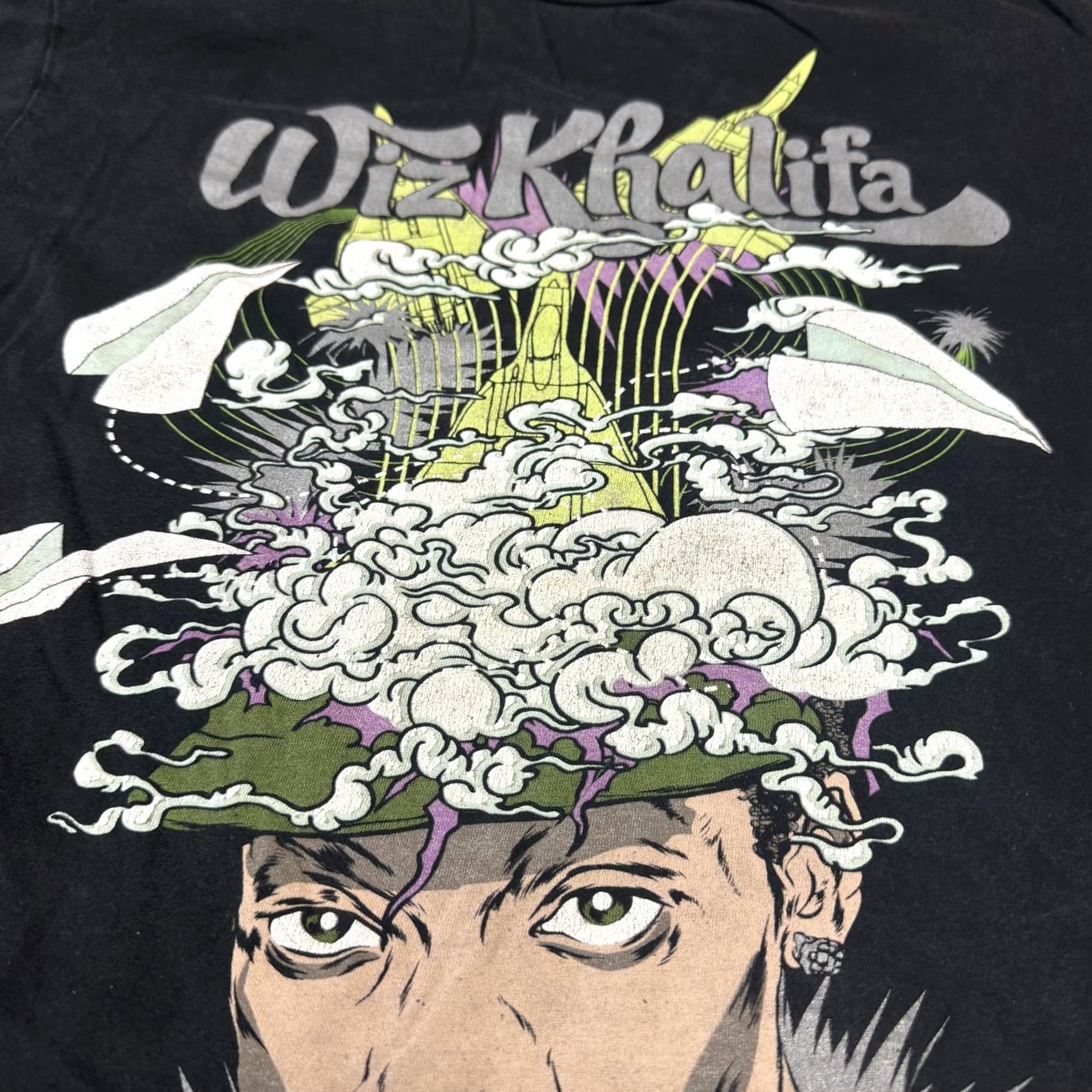 Vintage Wiz Khalifa Shirt Mens Medium Black Portrait Smoke Graphic Hip Hop Rap Music Tee Size US M / EU 48-50 / 2 - 3 Thumbnail