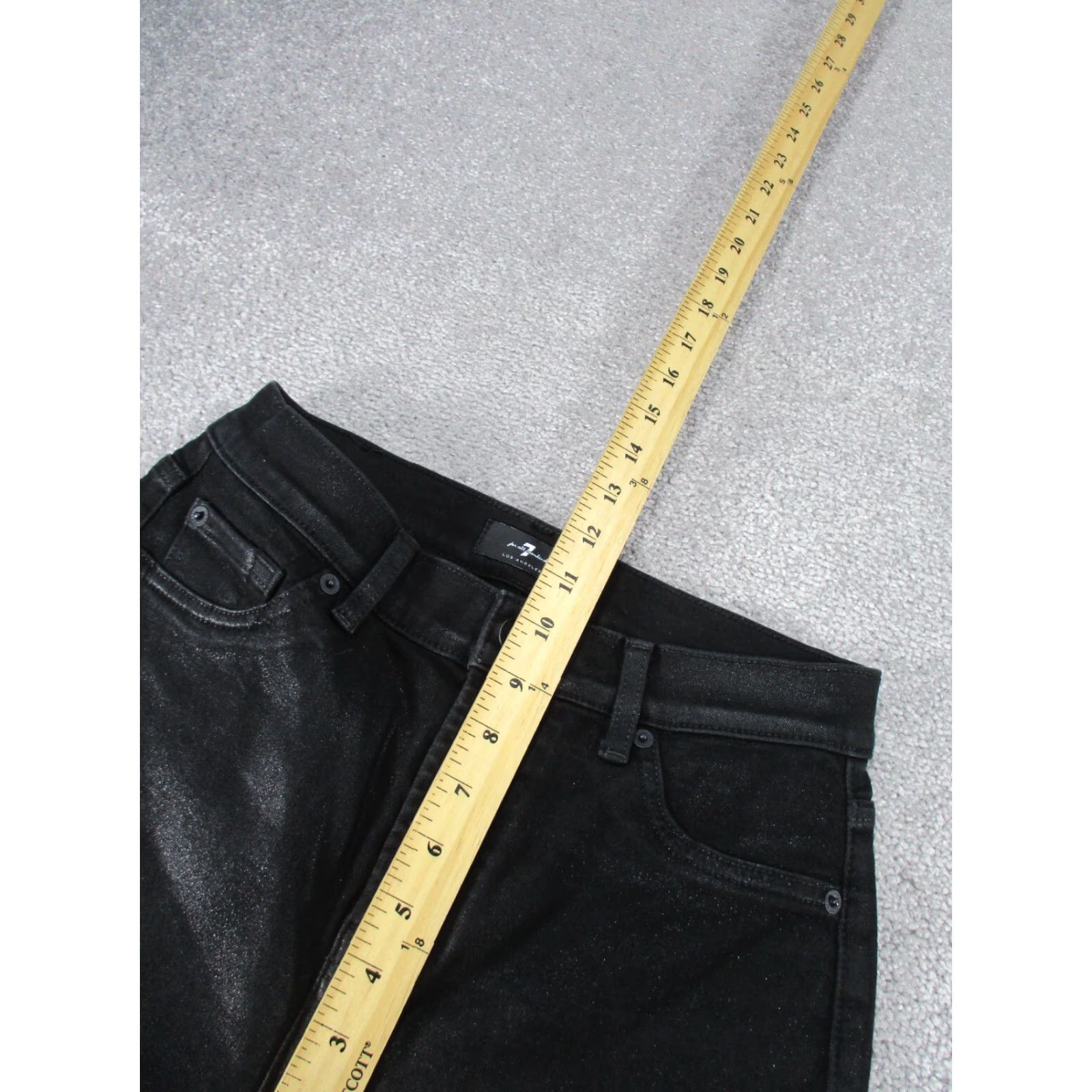7 For All Mankind 7 For All Mankind Jeans Womens Black Charcoal Mid Rise Straight Leg 26" Waist Glitter Size 26" / US 2 / IT 38 - 6 Thumbnail