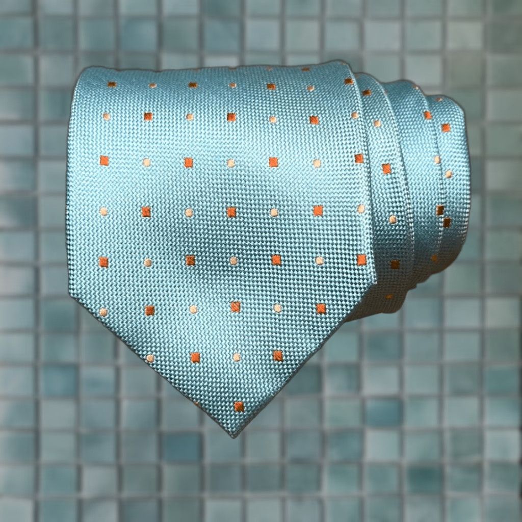 Egara EGARA Tie Men Blue Orange Dot 100% Silk Necktie NEW, One Size, 60" Length, 3" Width, Blue, Necktie, Mens, Silk Tie Size ONE SIZE - 1 Thumbnail
