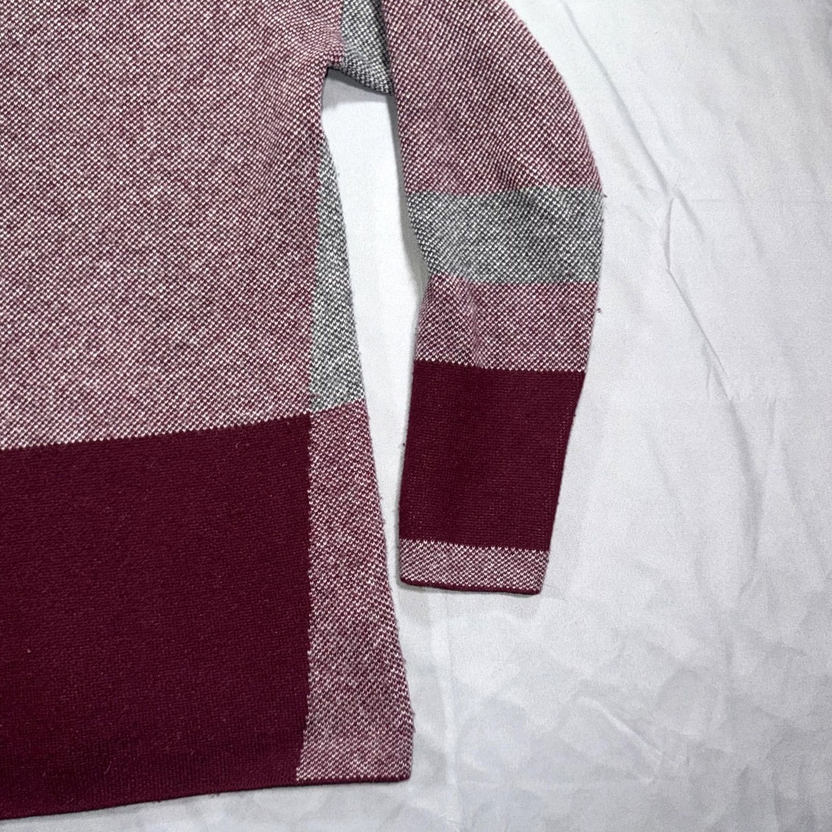 Vince Vince Womens XS Petite Burgundy Gray Wool Cashmere Colorblock Pullover Sweater Pullover Knit Crew Neck Long Sleeve Multicolor Striped Size XS / US 0-2 / IT 36-38 - 6 Thumbnail