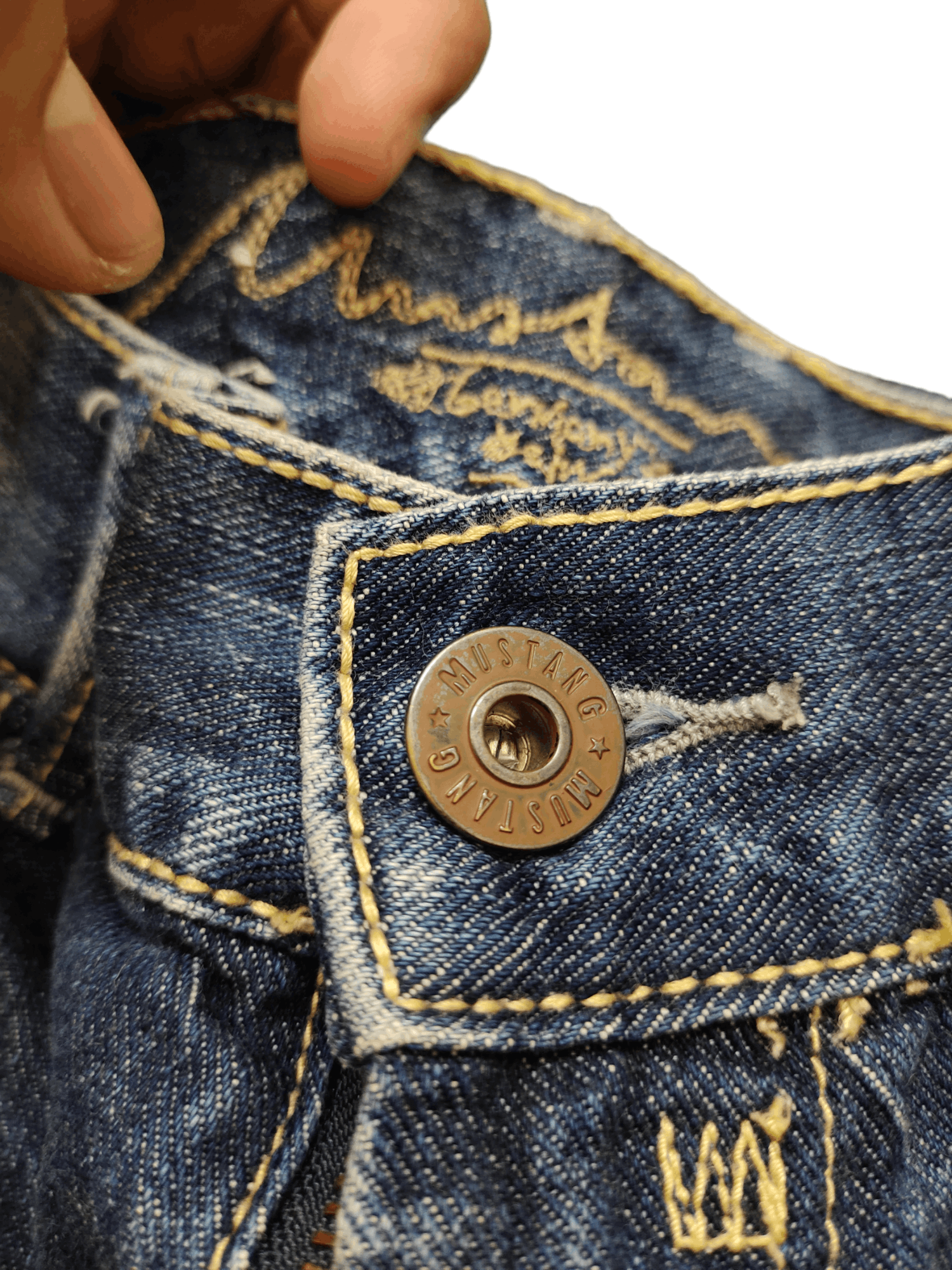 GOSTAR DE FUGA Vintage Y2k Mustang Clawmark Faded Denim Pants Size US 31 - 17 Thumbnail