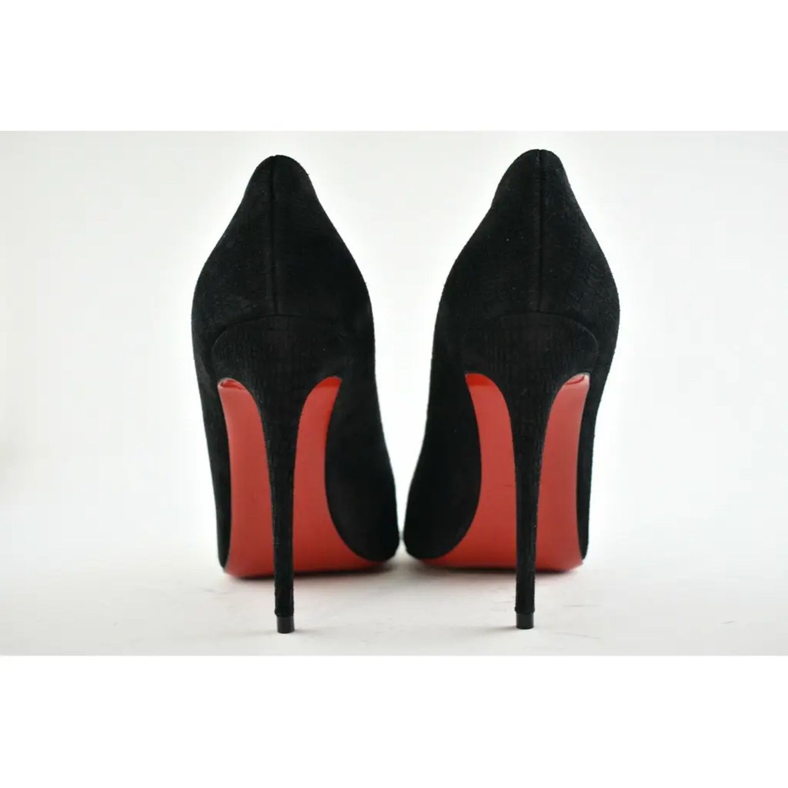 Christian Louboutin Kate 100 Black Suede Guana Classic Pointed Toe Heel Pump 37 Size US 7 / IT 37 - 11 Thumbnail
