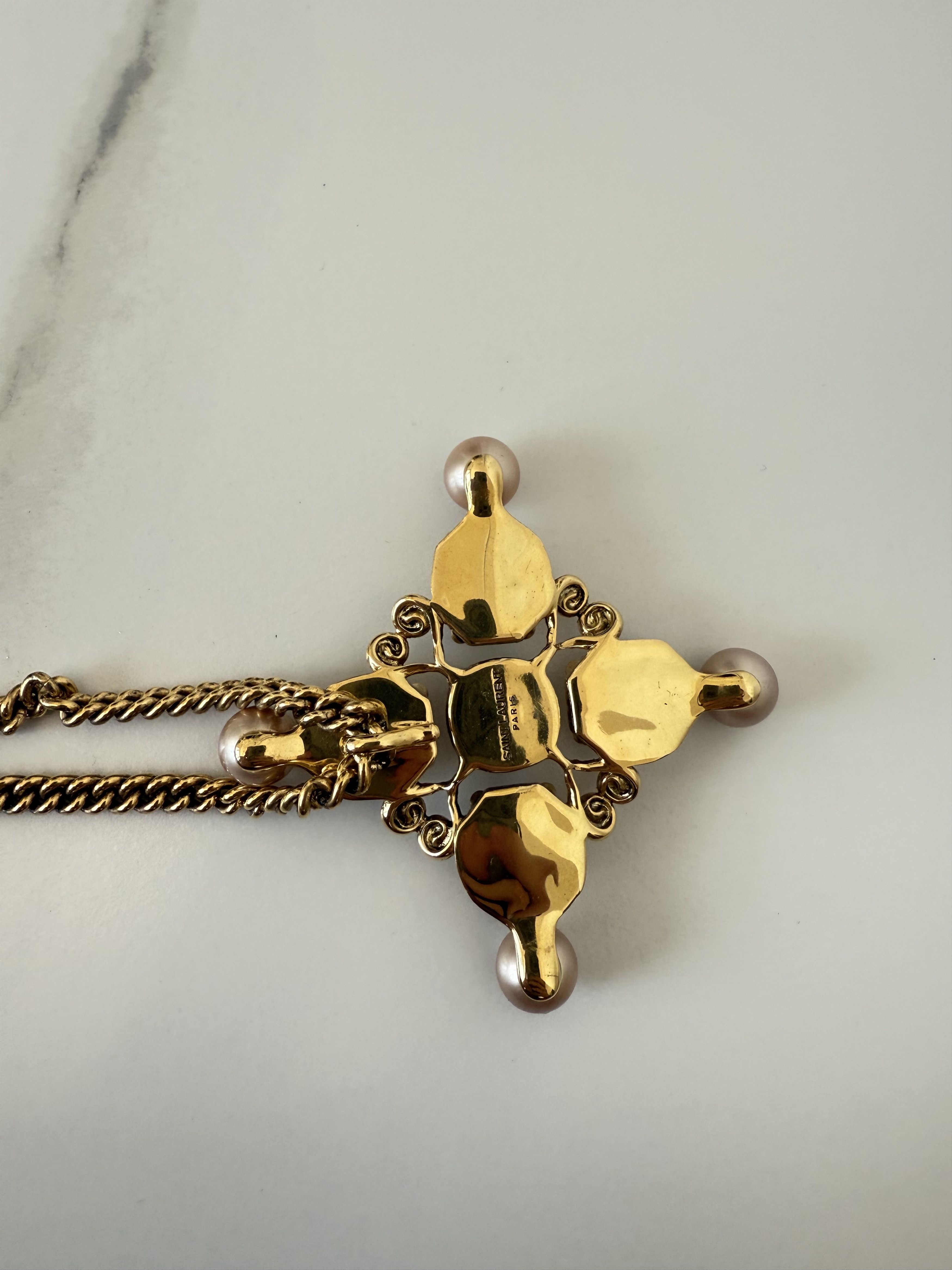 Saint Laurent Paris Saint Laurent Baroque Cross Charm Necklace Size ONE SIZE - 2 Thumbnail