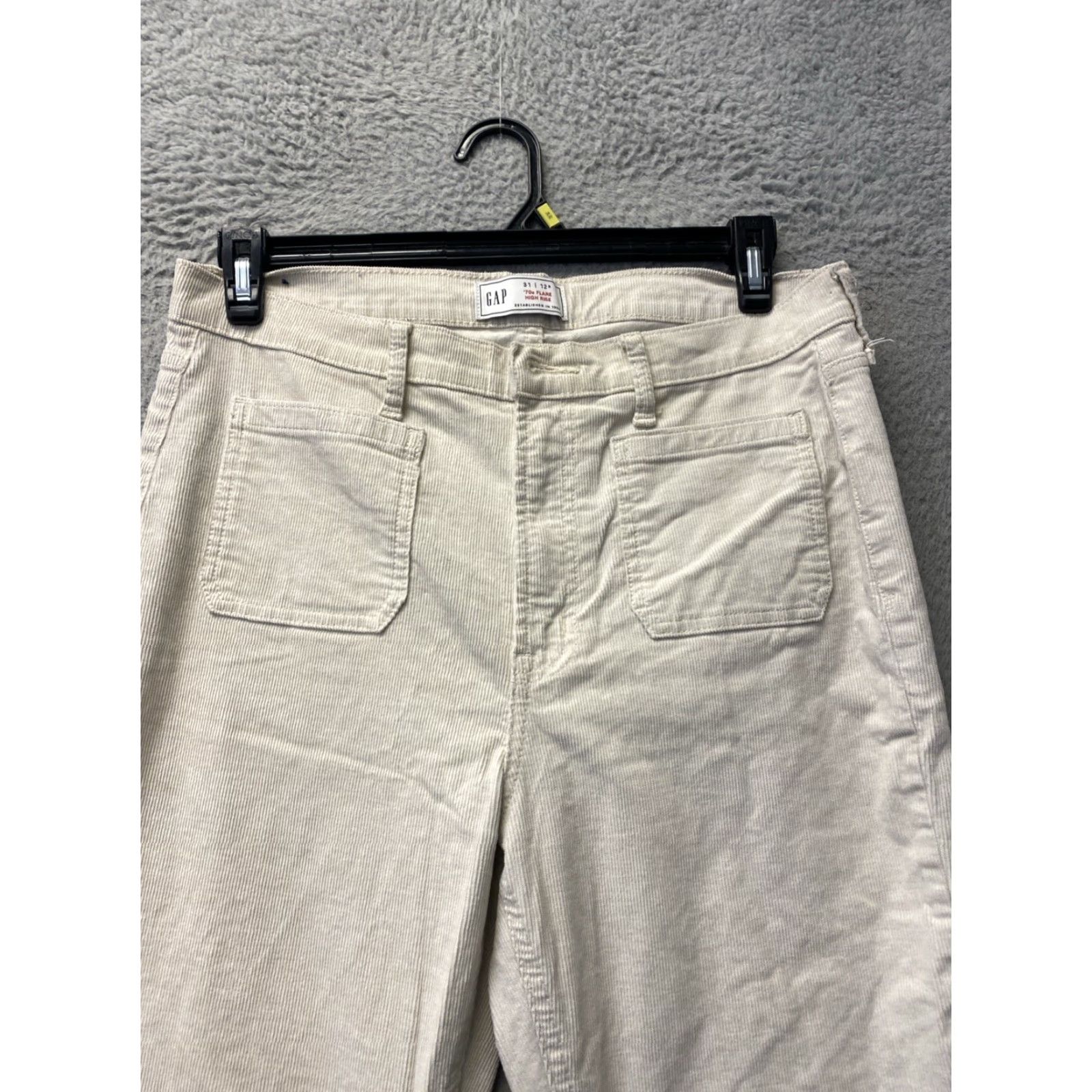 Gap Gap Corduroy Pants Women's 12/31 Ivory High Rise Wide-Leg Zip Pants Size 34" / US 12 / IT 48 - 2 Thumbnail