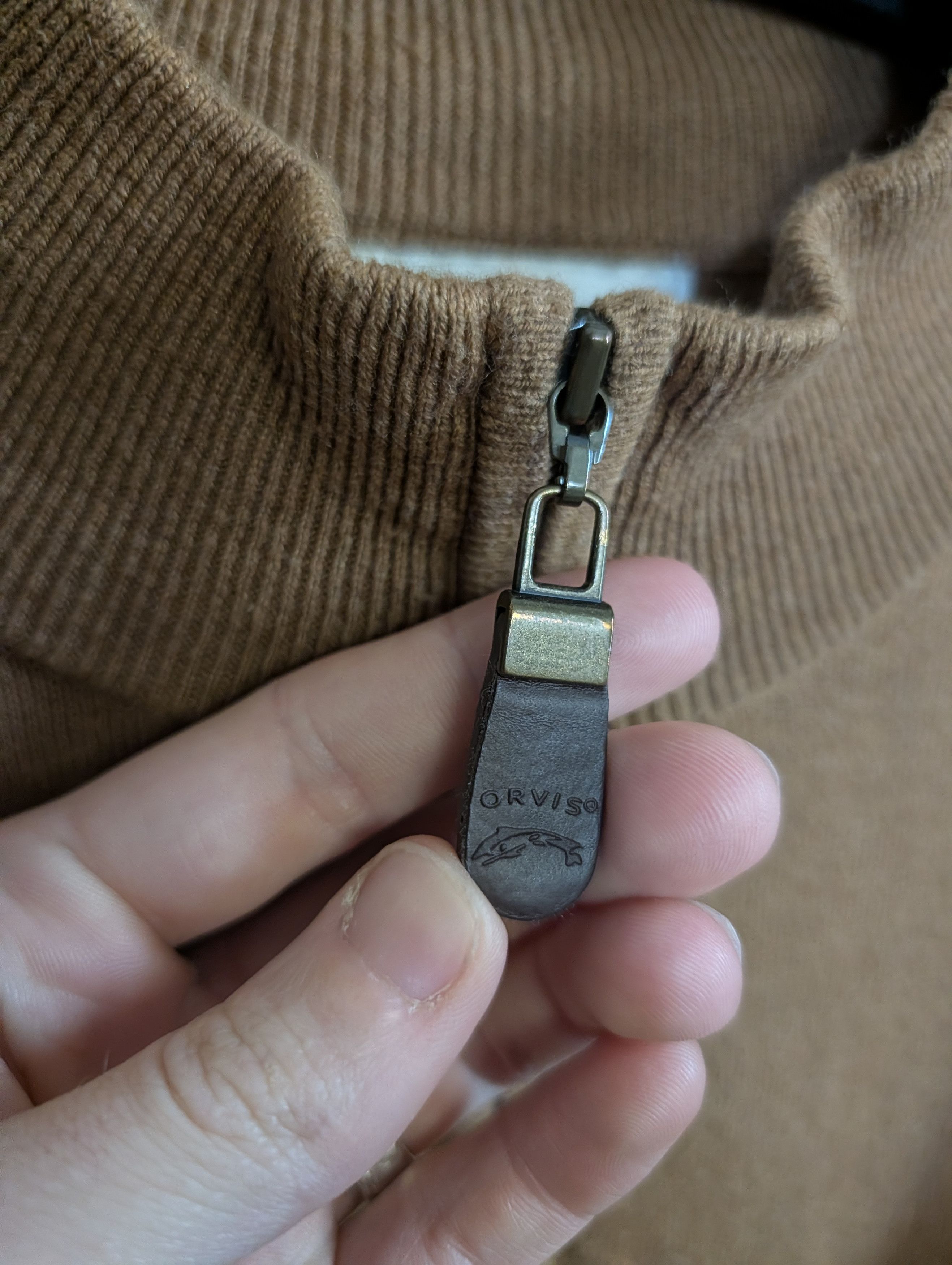 Orvis Cotton/silk/cashmere tan knit 1/4 zip sweater XL Size US XL / EU 56 / 4 - 3 Thumbnail