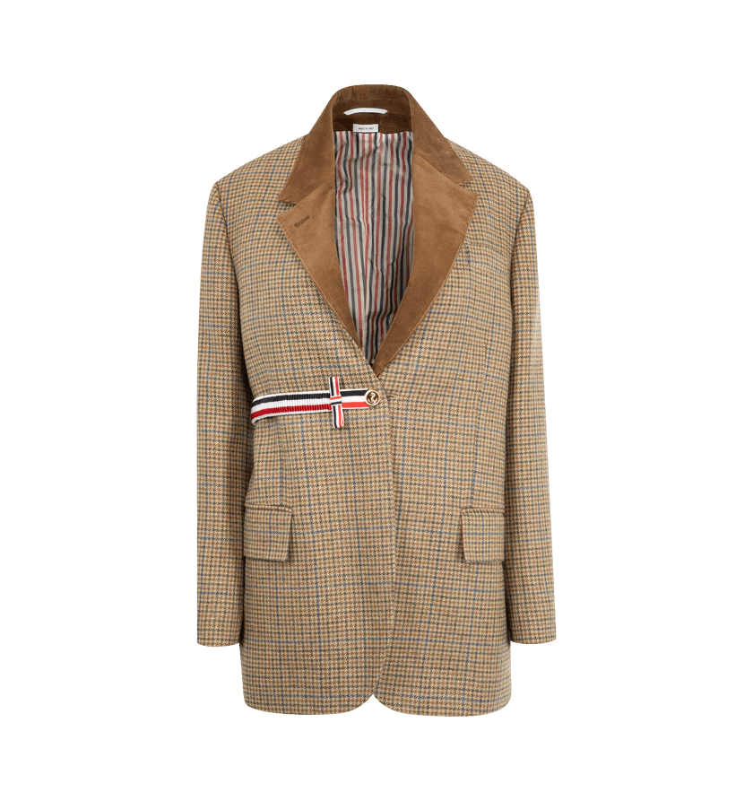 o1h1sh11225 Check Cheviot Tweed Sportcoat in Brown